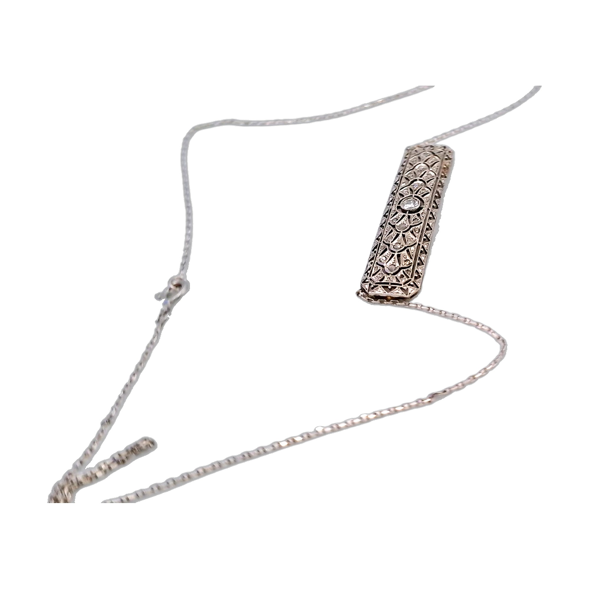 Collier or blanc 750/1000, Platine 950/1000 et diamants — vue 2