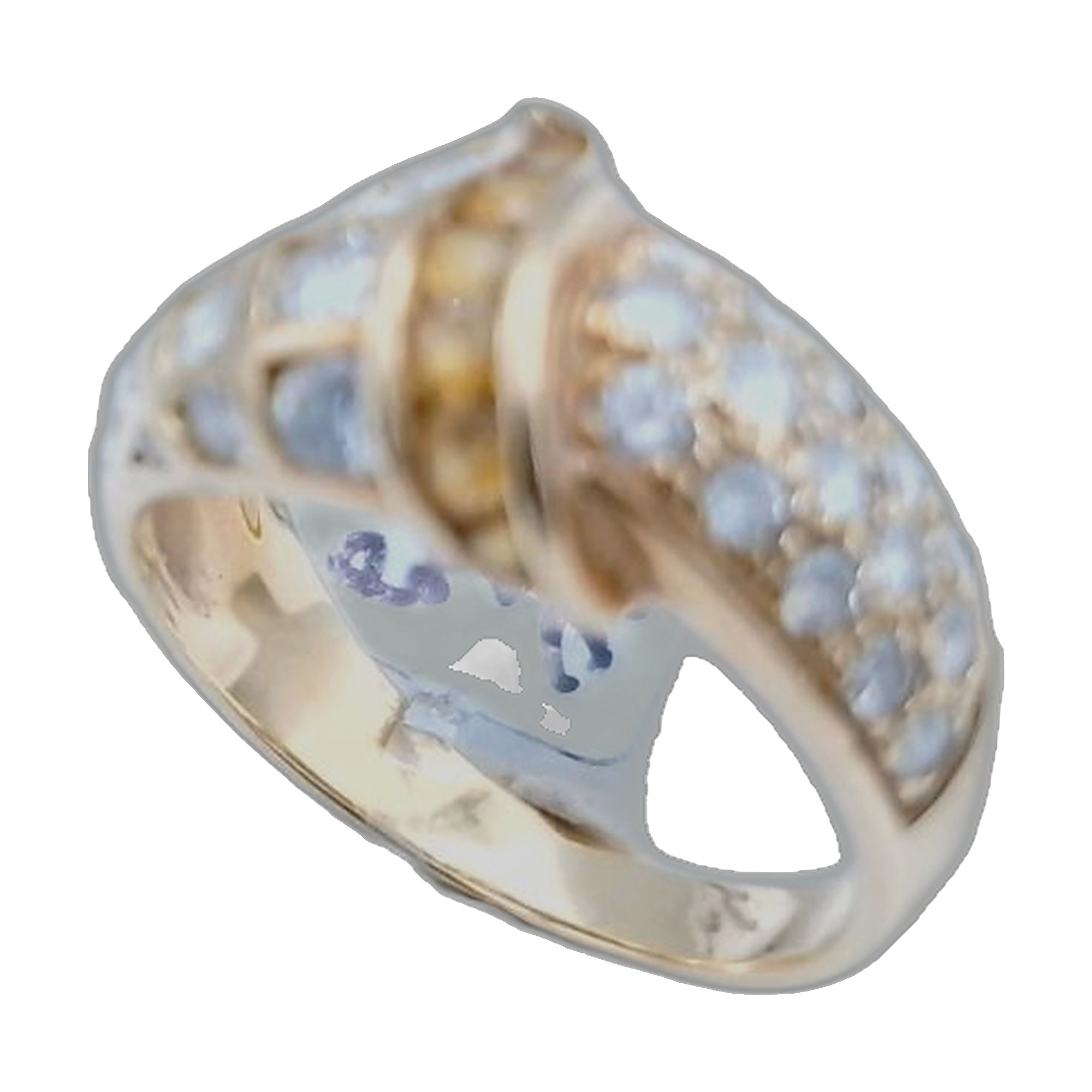 bague 18k 750/1000 goudronnée et diamnt et or 18k — vue 4