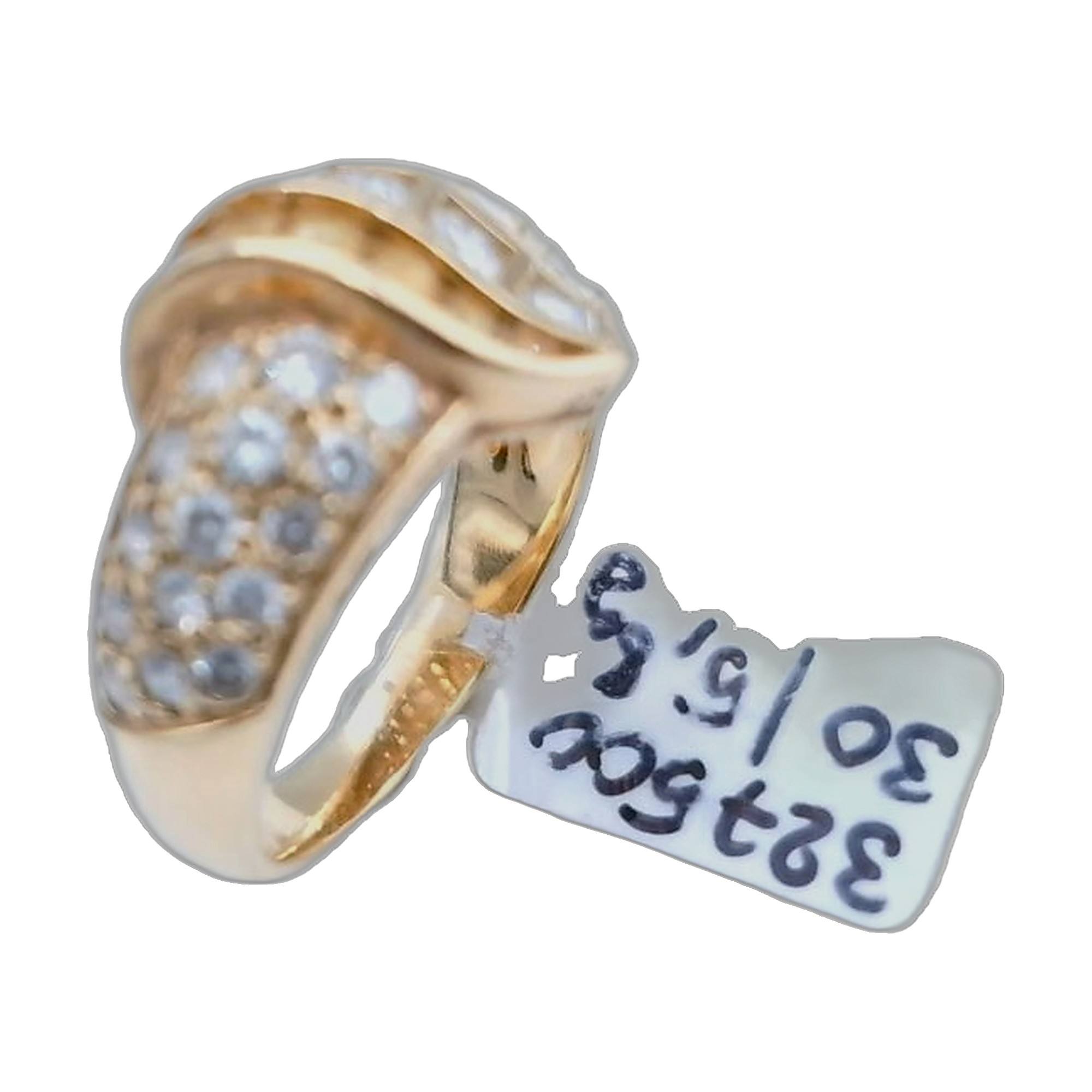 bague 18k 750/1000 goudronnée et diamnt et or 18k — vue 6