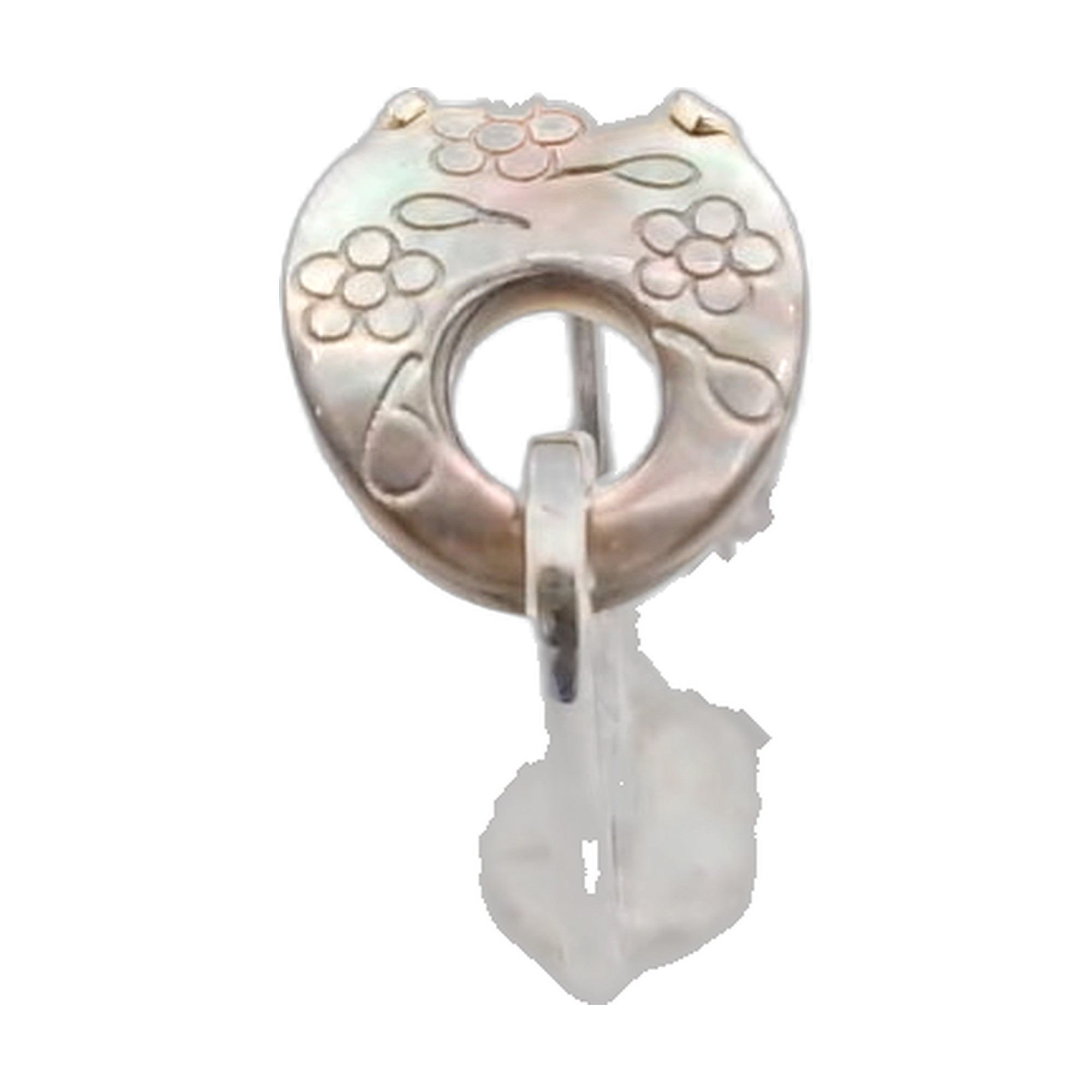 bague or blanc sertis de nacre noir gravé, piece race  et ravailler avec soin — vue 3