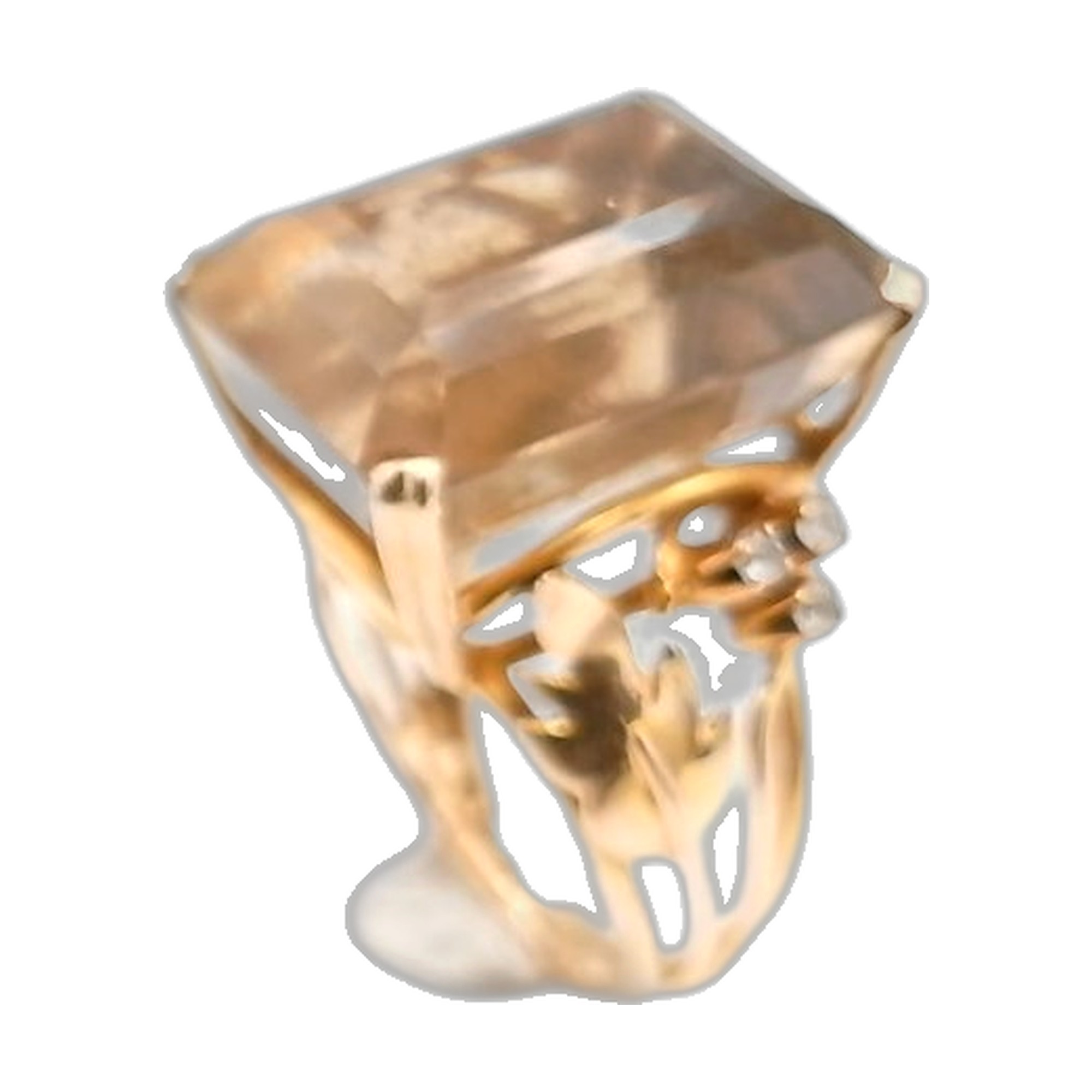 bague cocktail 1965 citrine et diamants or jaune 18k 750/1000 — vue 10