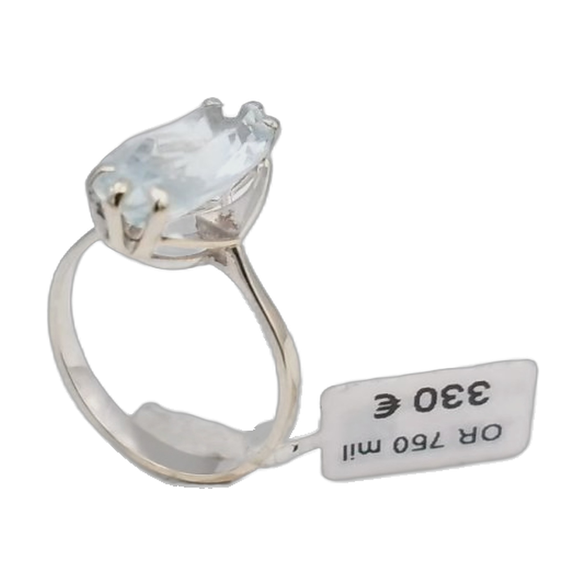 bague or blanc aigue marine claire — vue 10