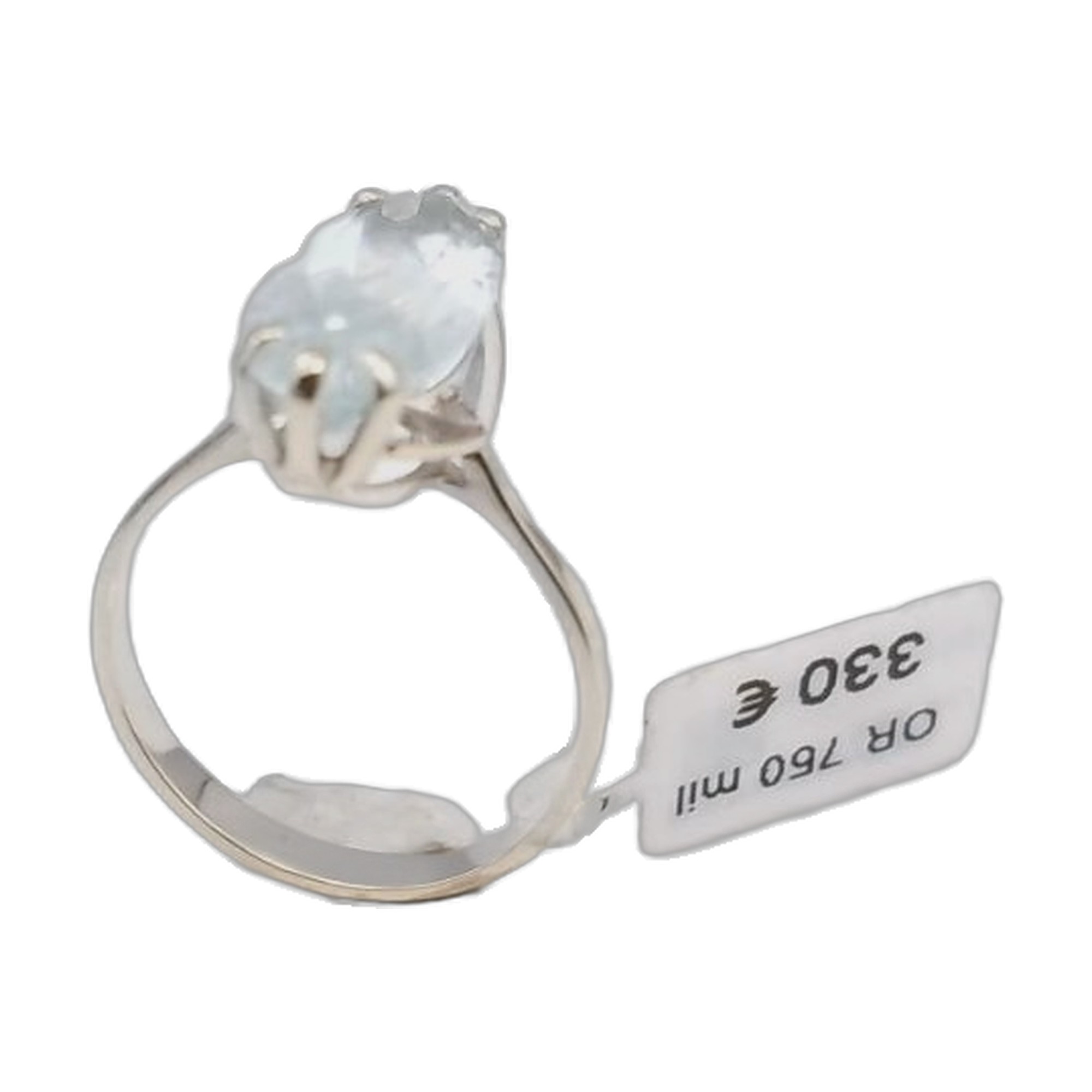 bague or blanc aigue marine claire — vue 3
