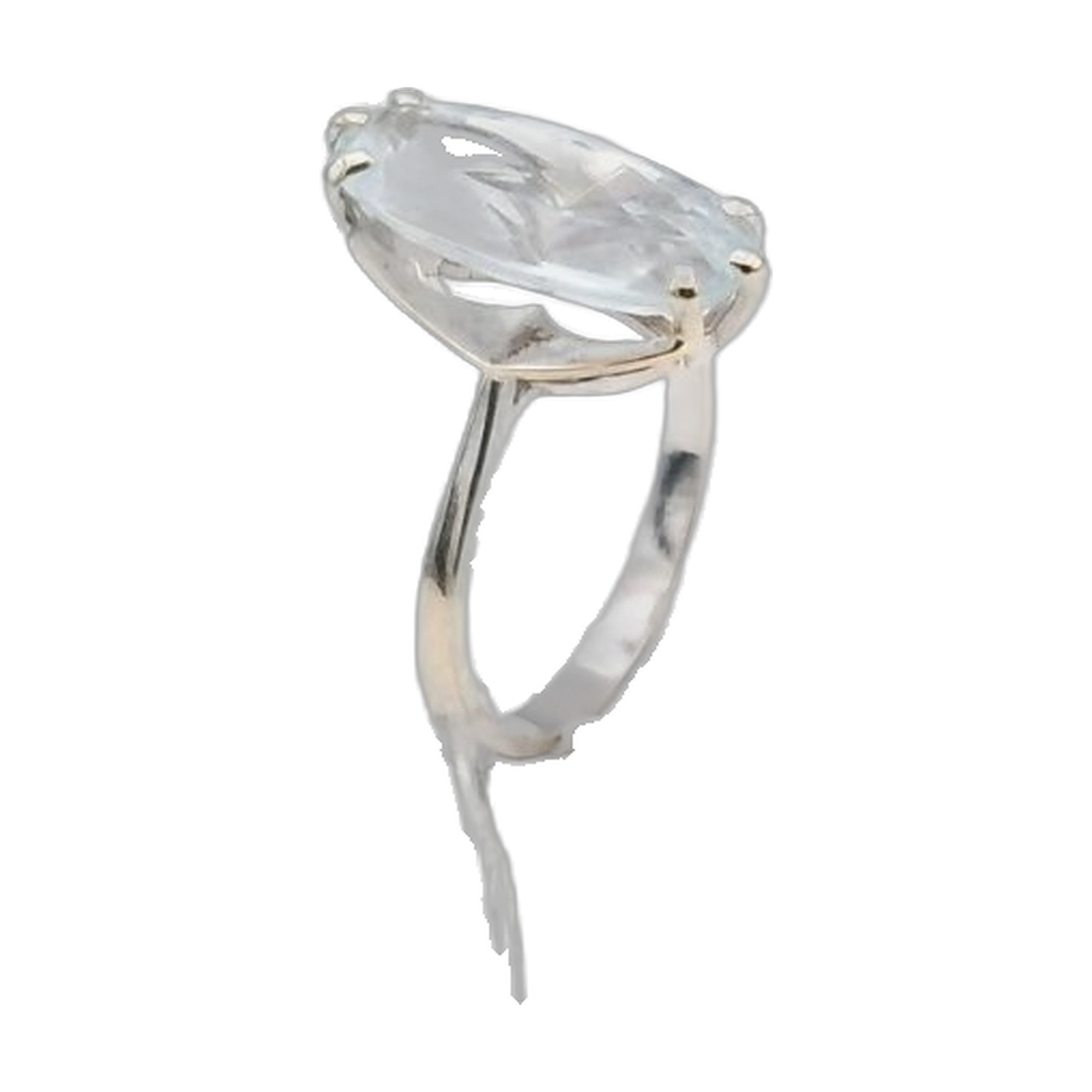 bague or blanc aigue marine claire — vue 5
