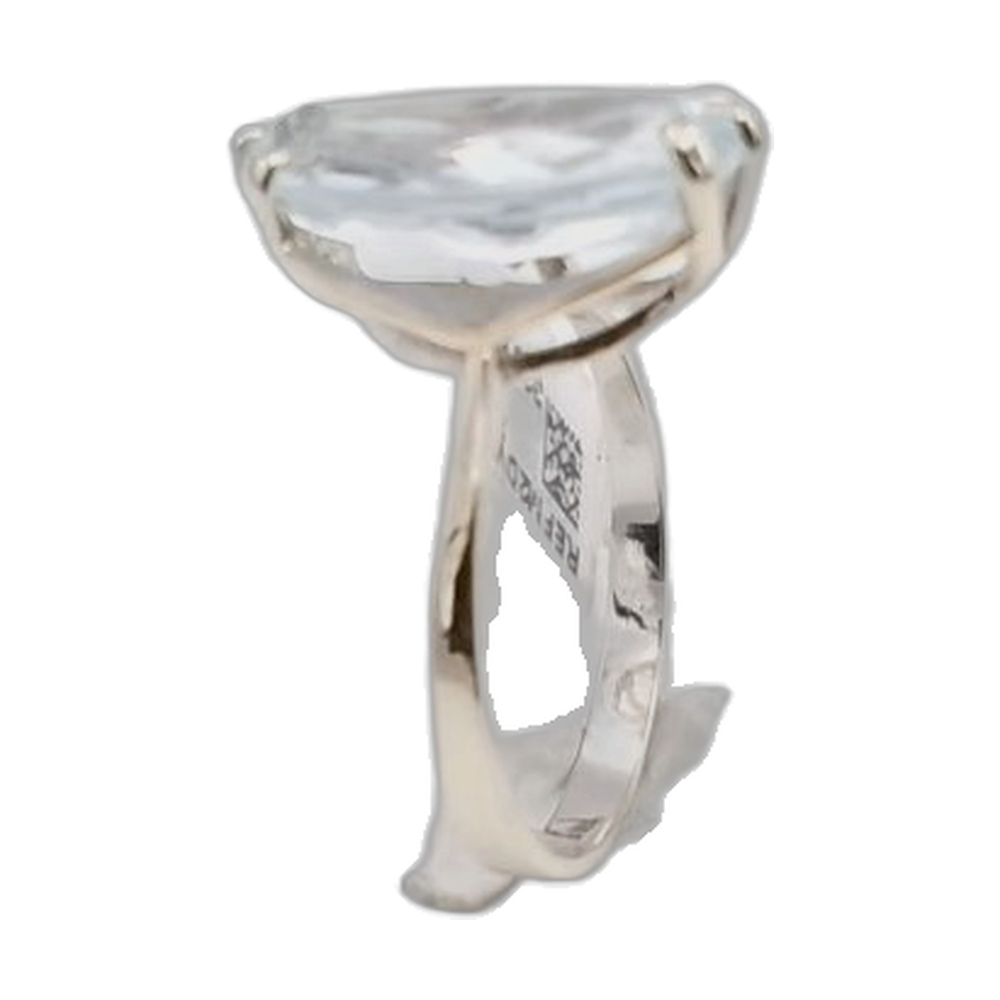 bague or blanc aigue marine claire — vue 8