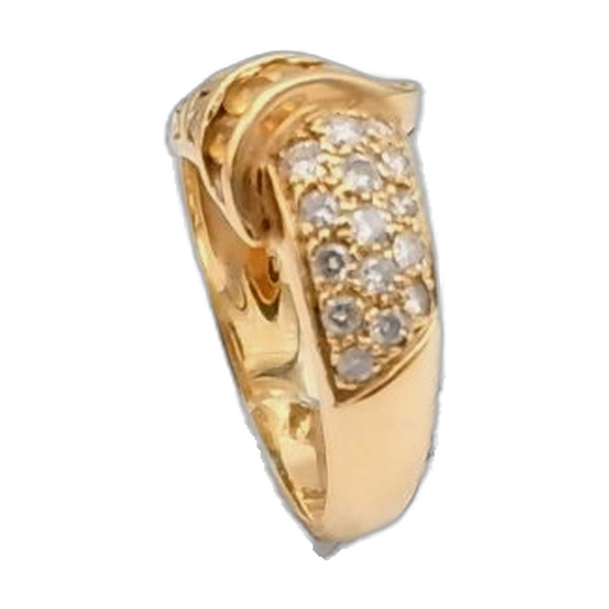 bague or jaune 18k 750/1000 style bague gourderon diamant ronds et diamants reglette  parfait etat garantir 2 deux — vue 5