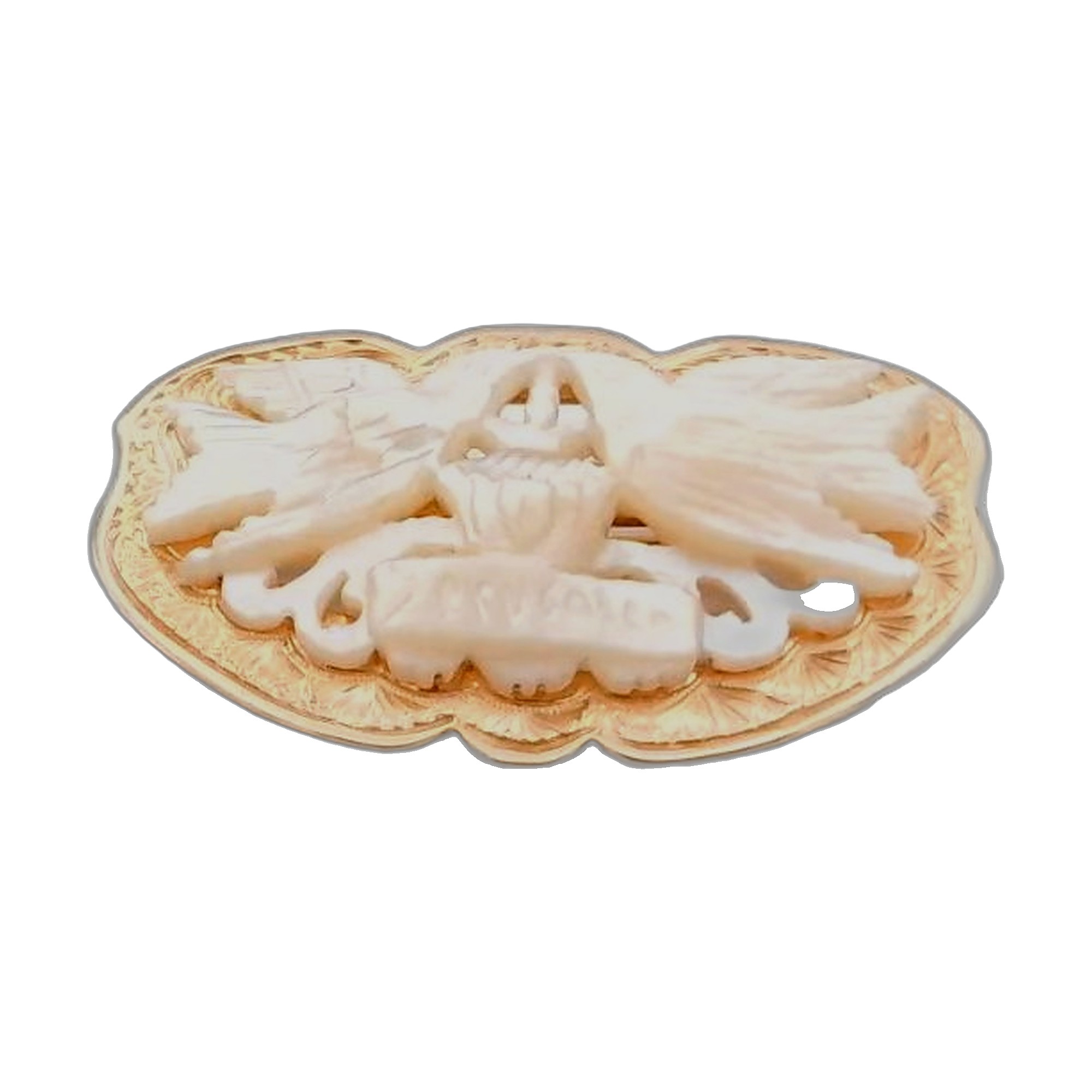 Broche or jaune 18k 750/1000 avec camé originale