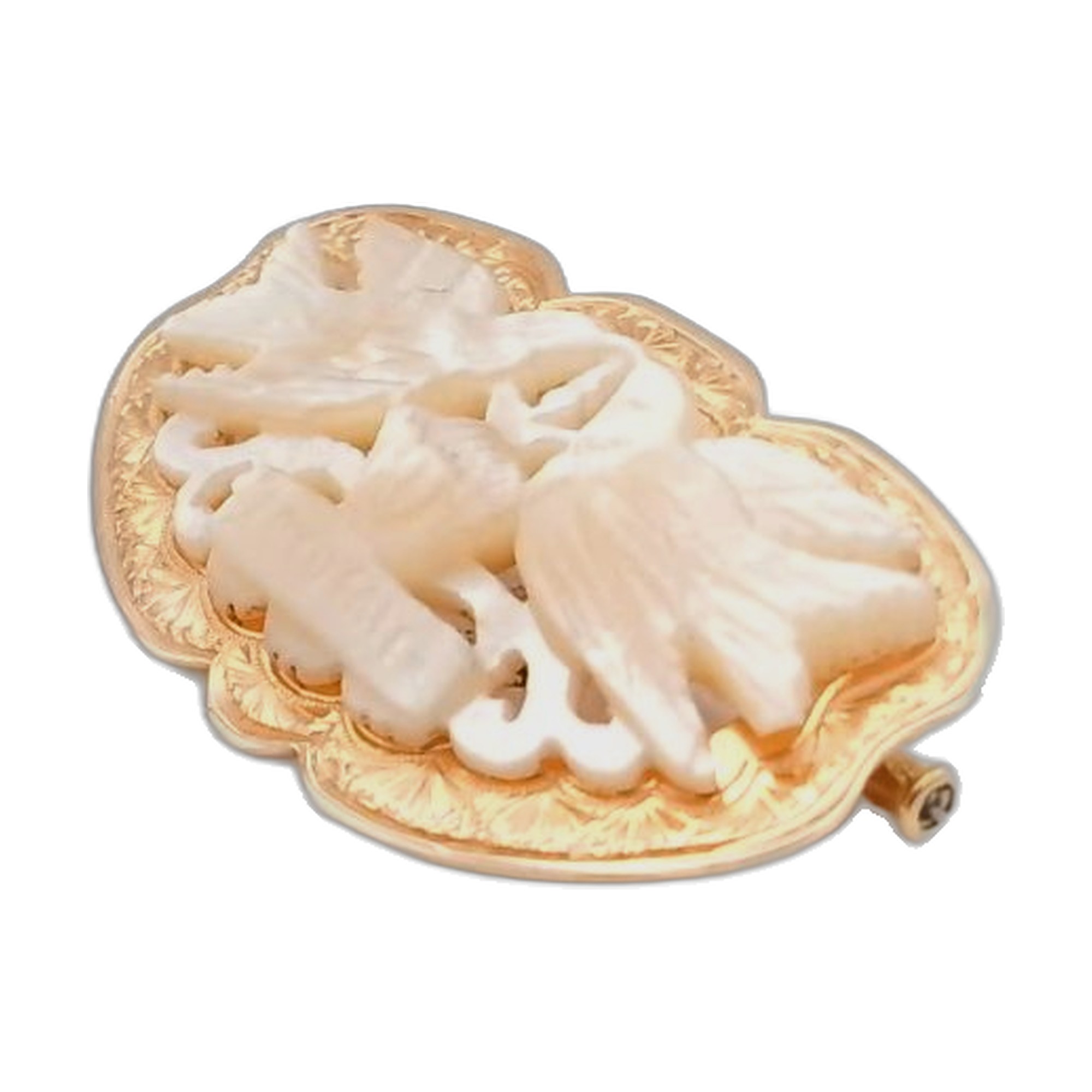 broche or jaune 18k 750/1000 avec camé originale — vue 3