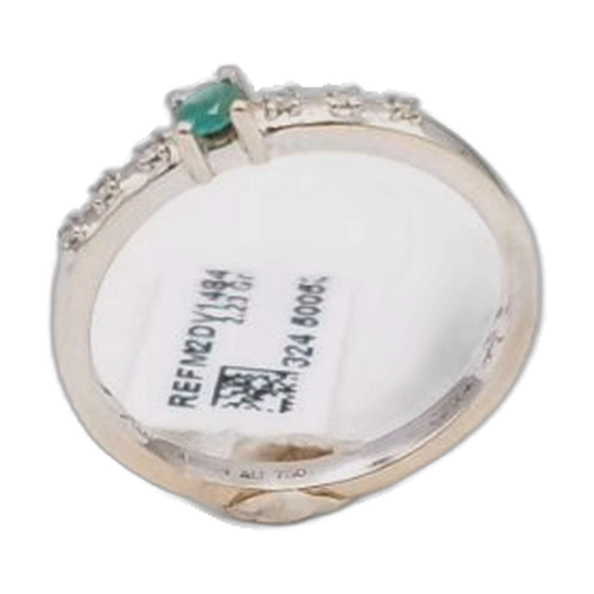 bague or blanc >6 diamants et une emeraude centrale de 0.2ct — vue 3