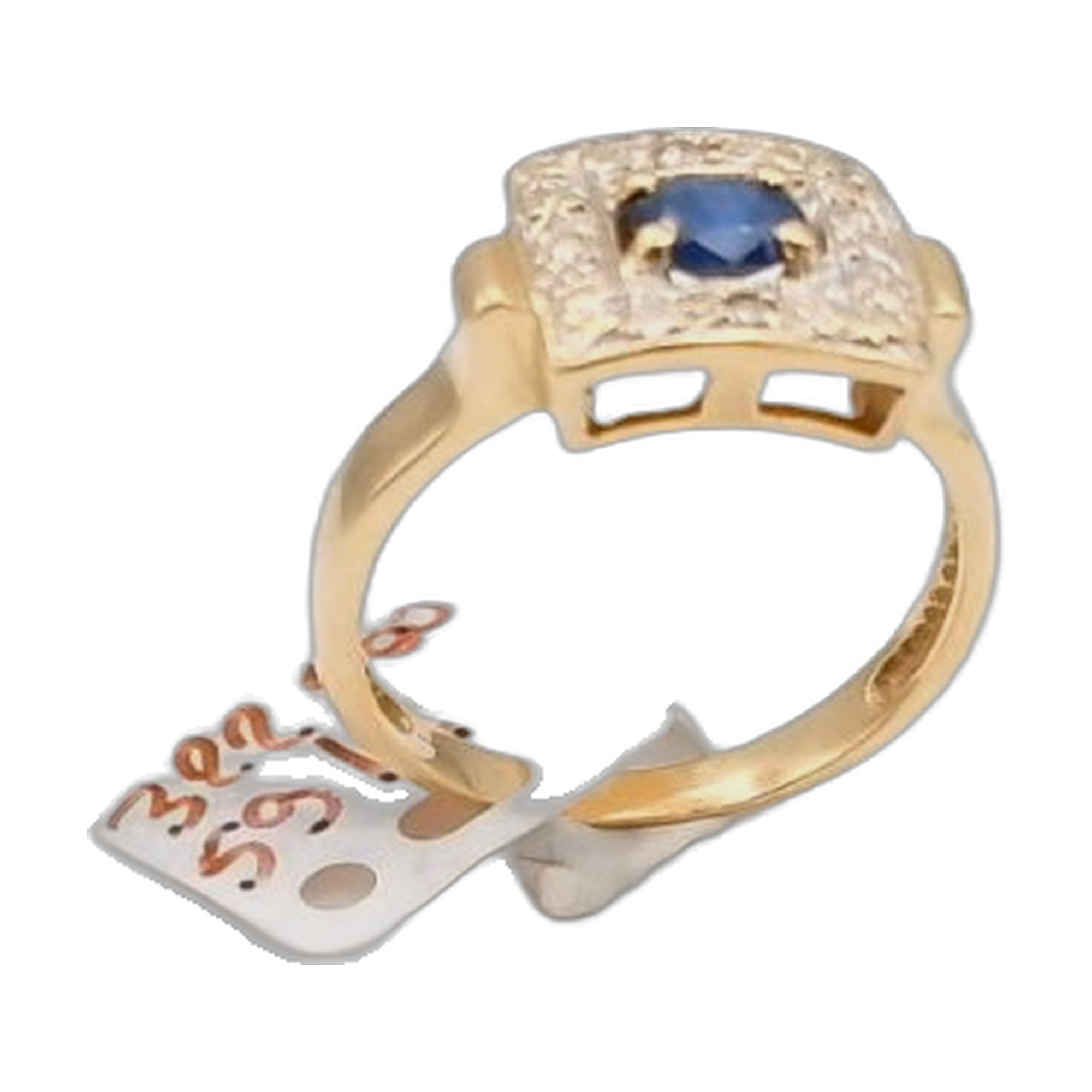 Bague or jeune 18k 750/1000 avec saphirs et diamants