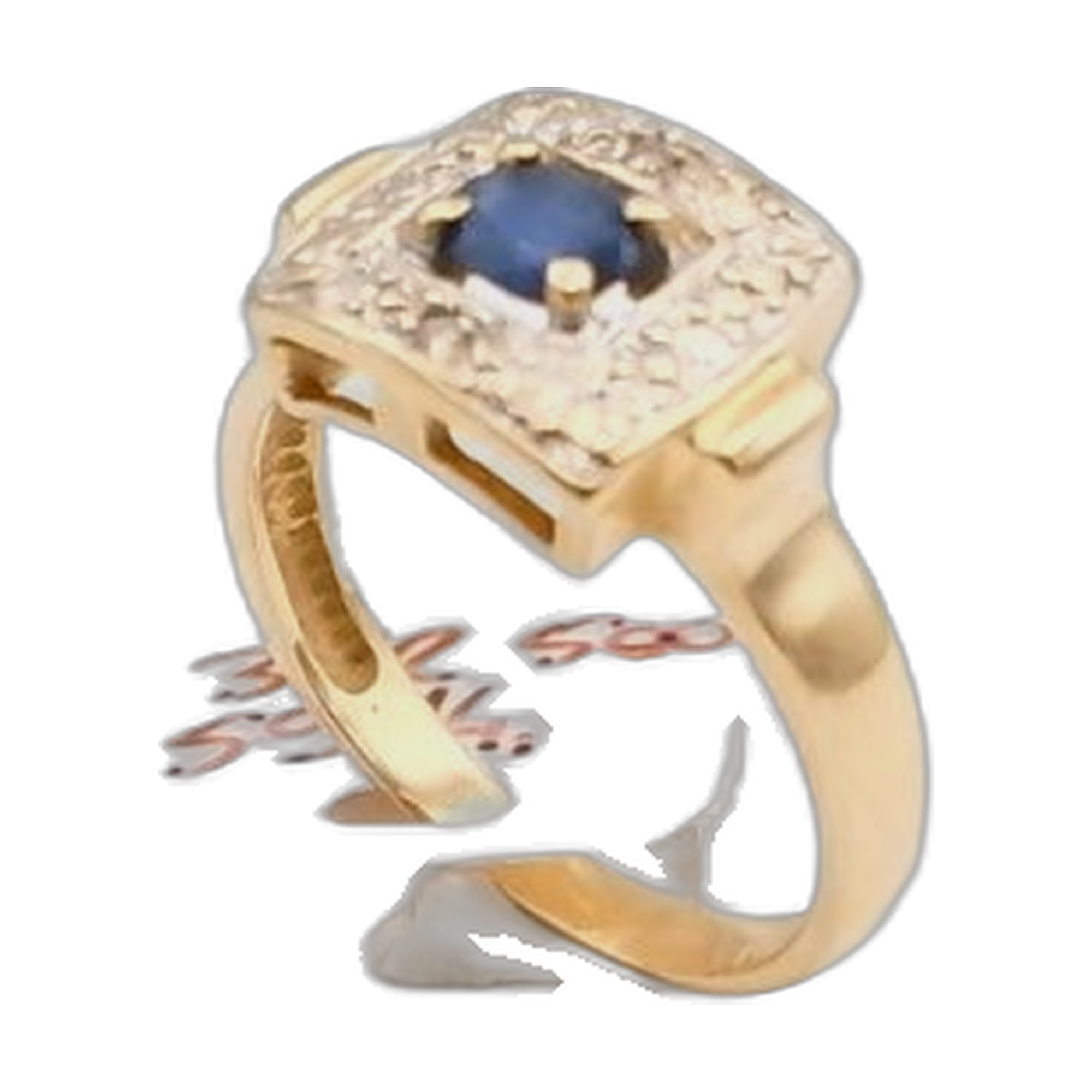 bague or jeune 18k 750/1000 avec saphirs et diamants — vue 2