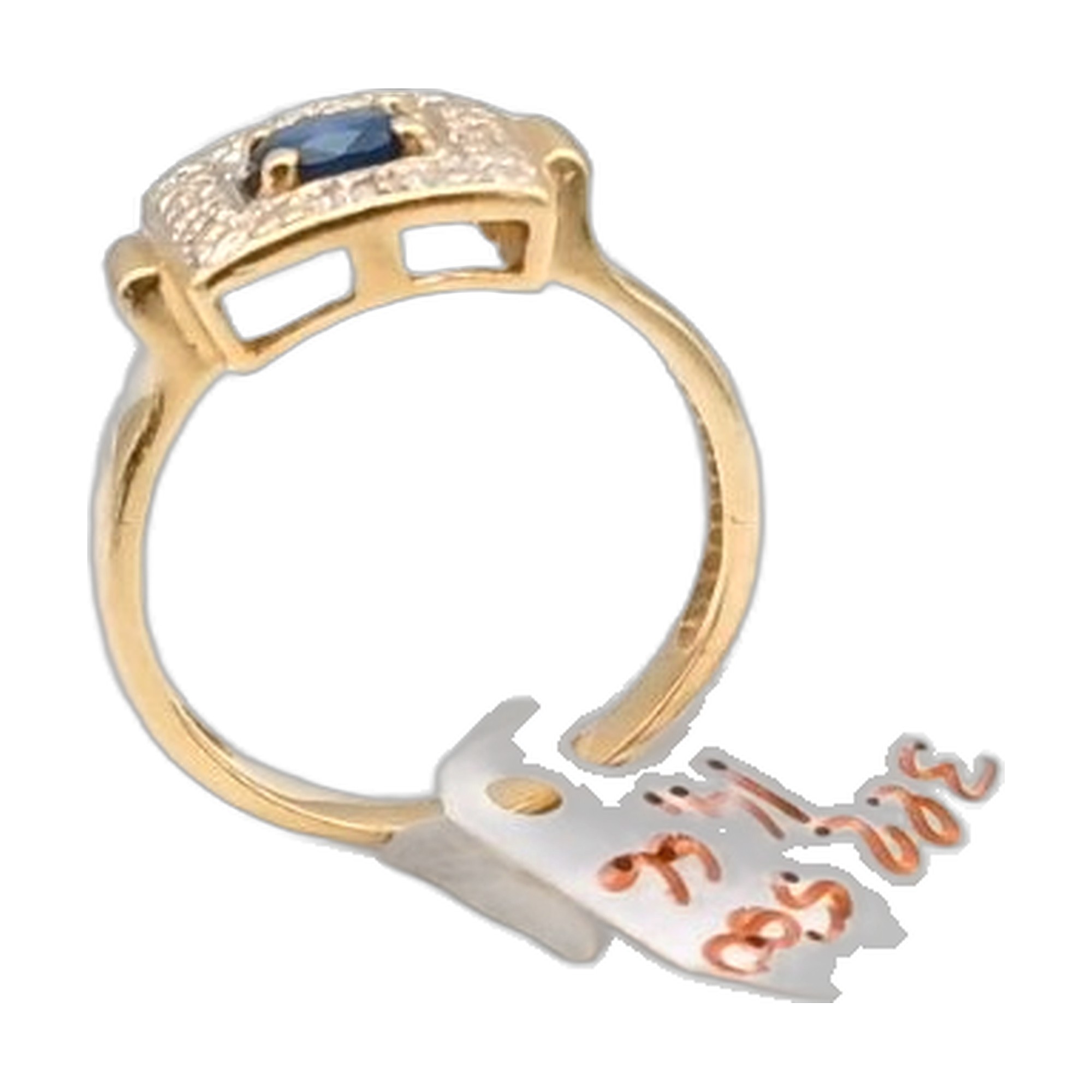 bague or jeune 18k 750/1000 avec saphirs et diamants — vue 4