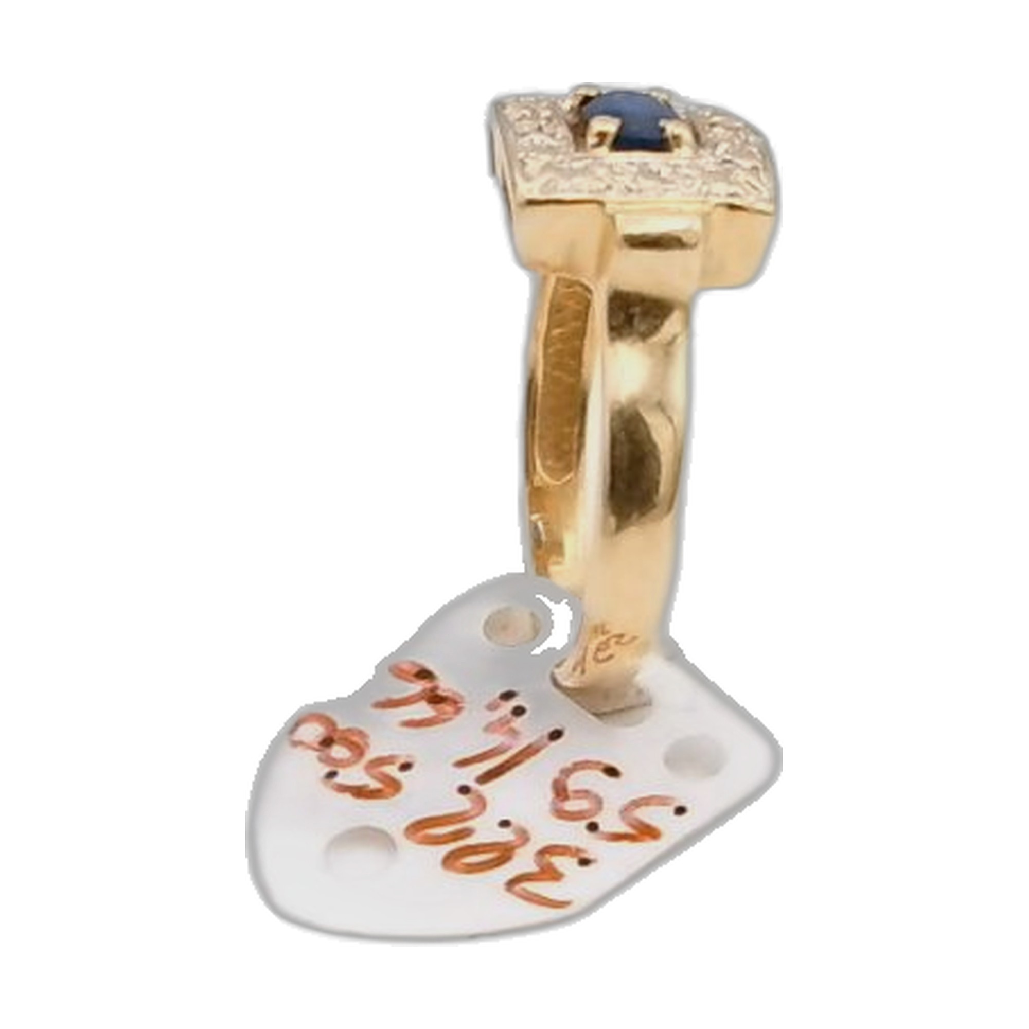 bague or jeune 18k 750/1000 avec saphirs et diamants — vue 6