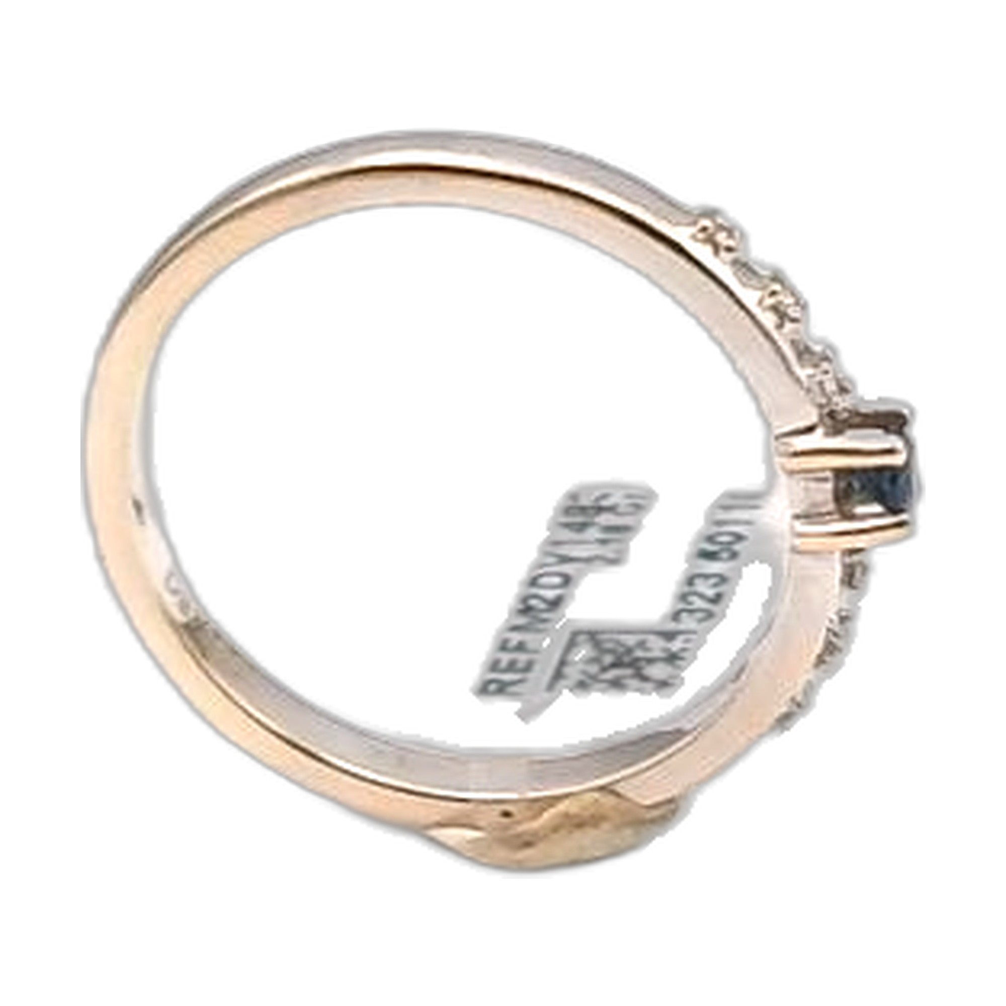bague or blanc 18k 750/1000 saphir central et 2 x  3 diamants — vue 2