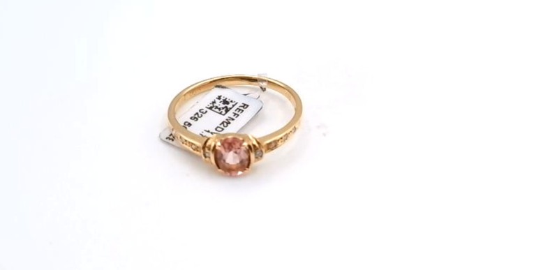 bague or rose 18K 750/1000 avec saphir rose oval de 0.8ct — vue 2