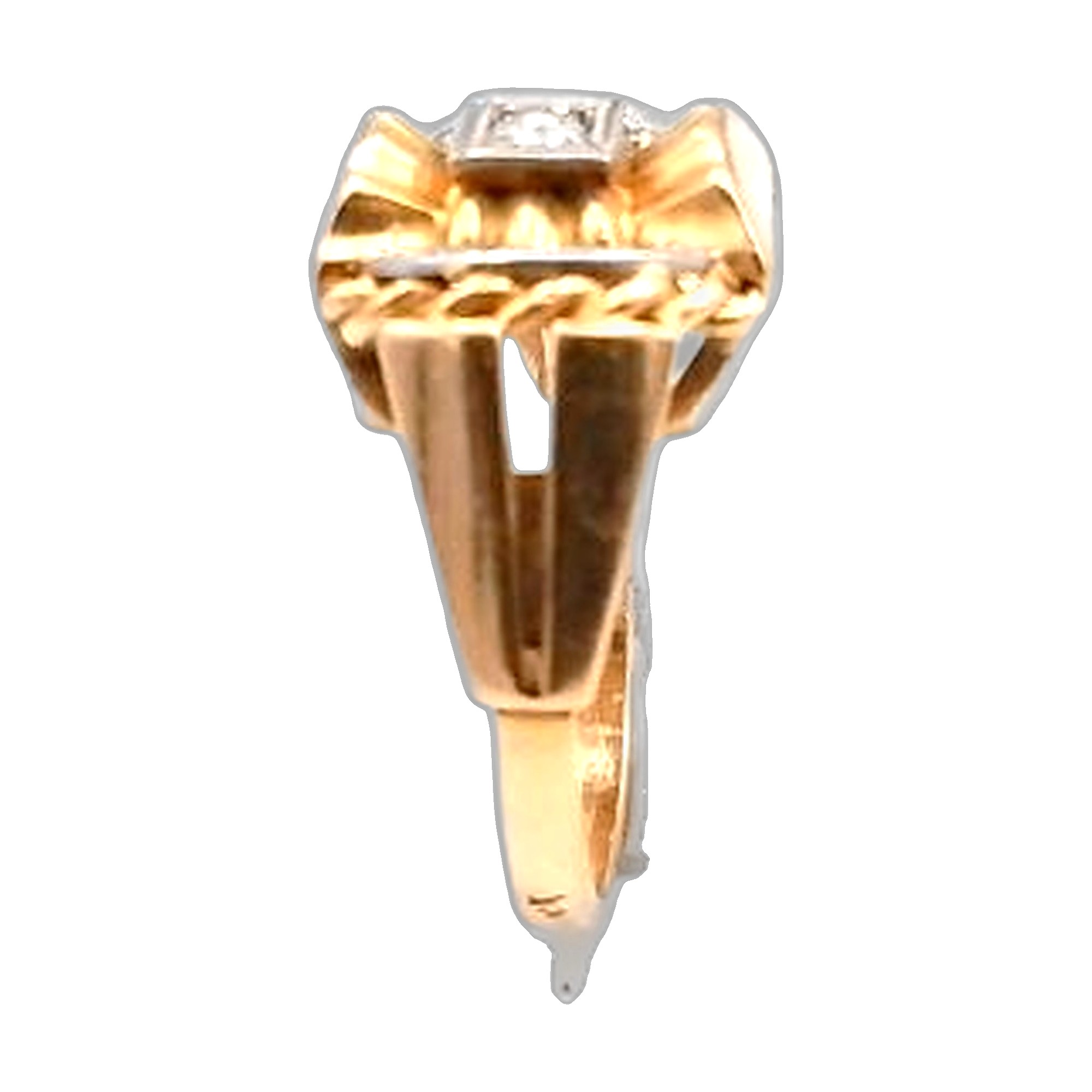 bague or jaune 18K 750/1000 style art déco diamant — vue 3