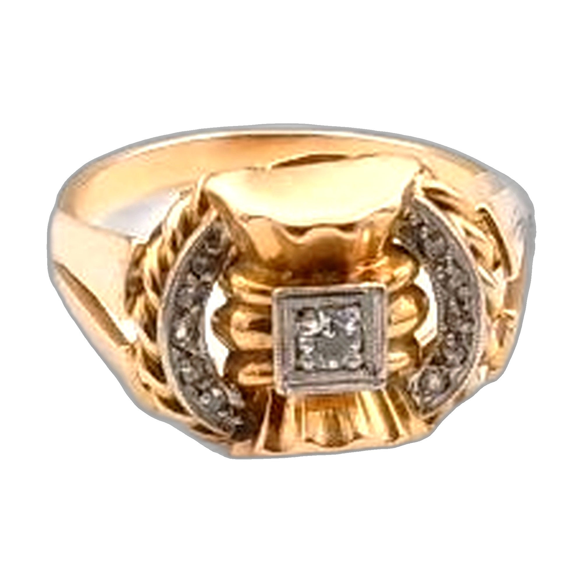 bague or jaune 18K 750/1000 style art déco diamant — vue 5