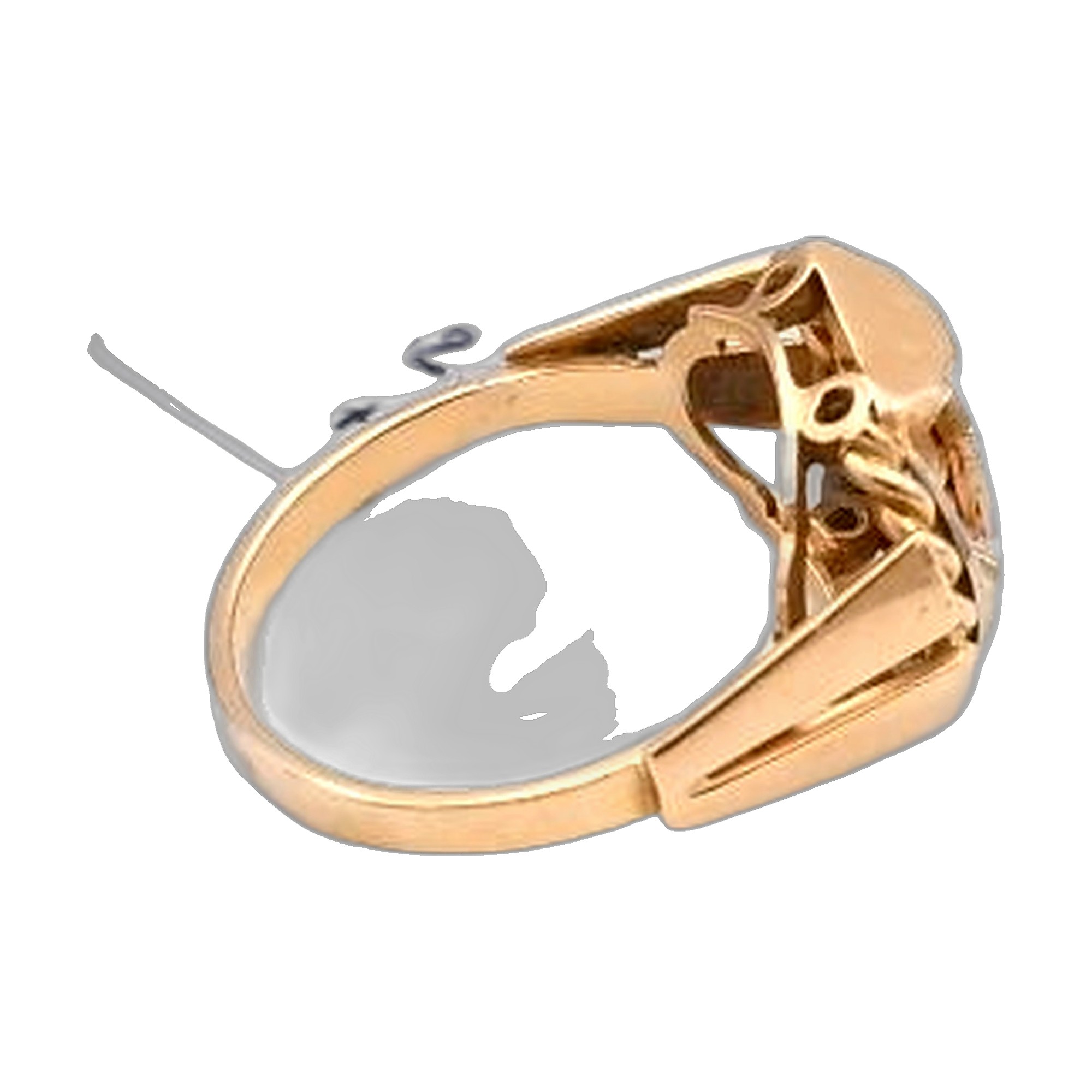 bague or jaune 18K 750/1000 style art déco diamant — vue 6
