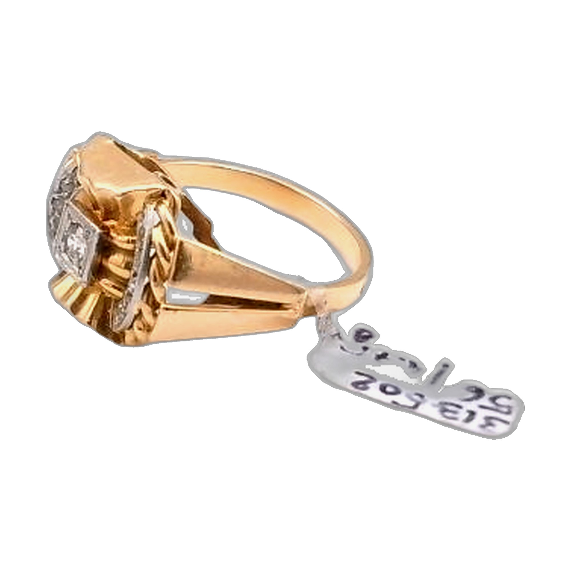 bague or jaune 18K 750/1000 style art déco diamant — vue 7