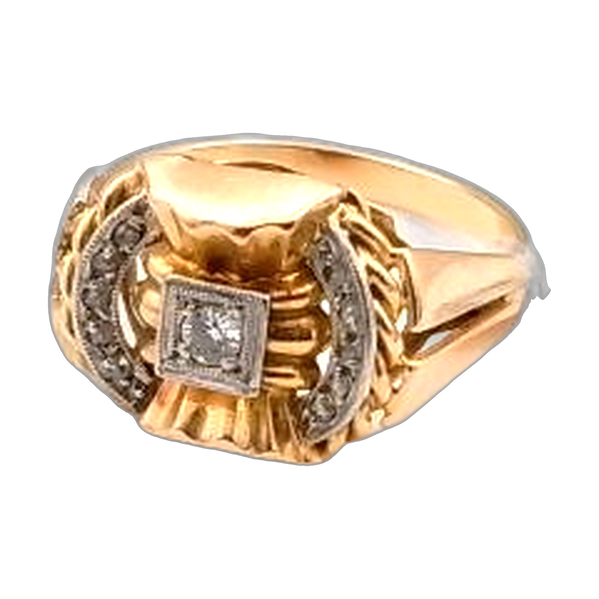 bague or jaune 18K 750/1000 style art déco diamant — vue 8
