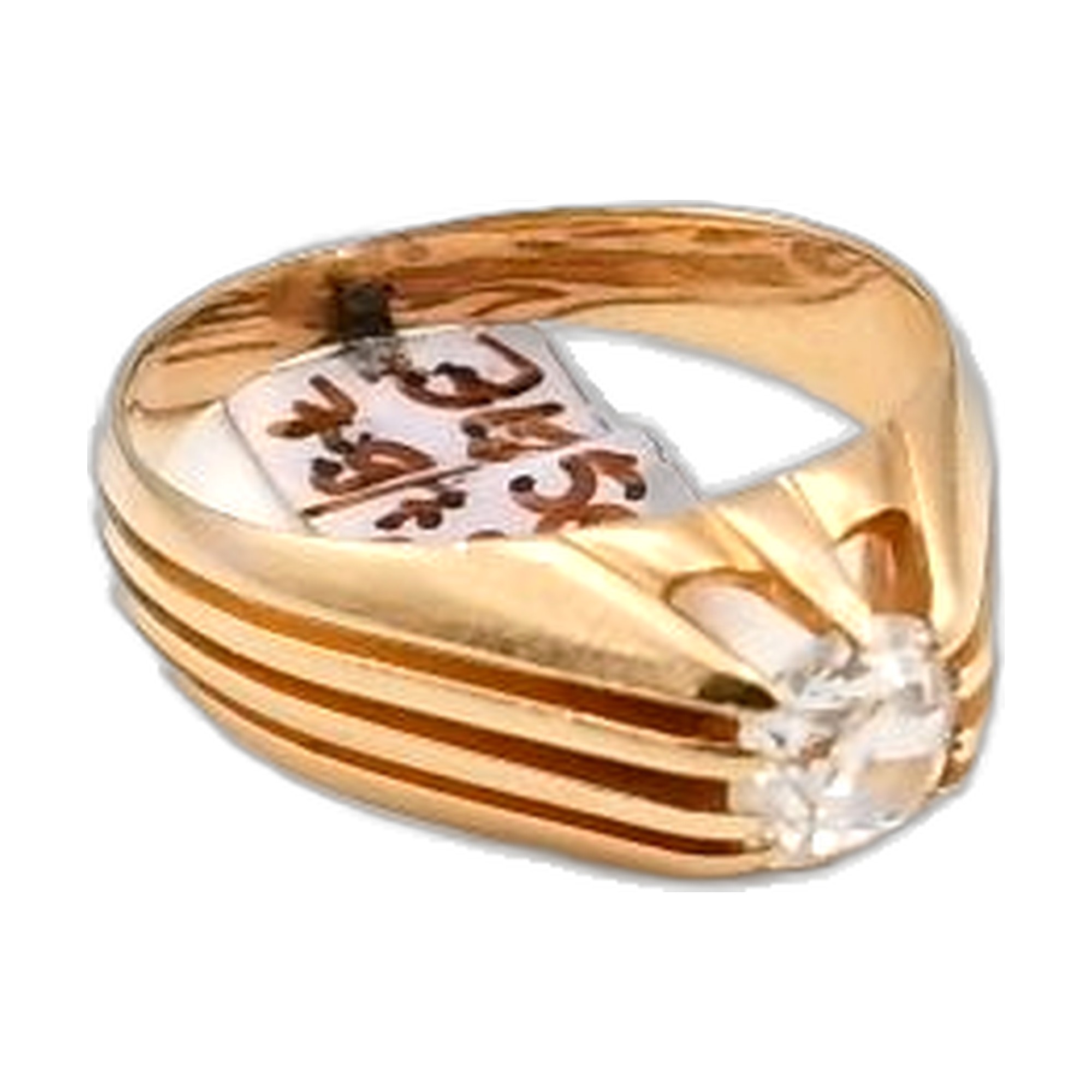 bague or jaune 18K 750/1000 diamant jonc anglais — vue 10