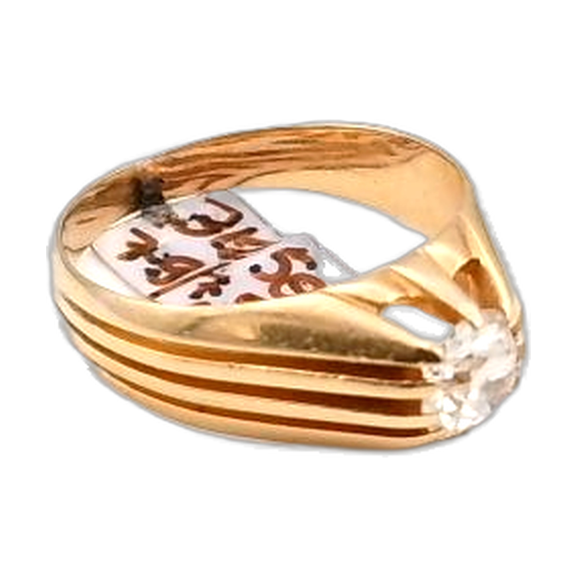 bague or jaune 18K 750/1000 diamant jonc anglais — vue 12