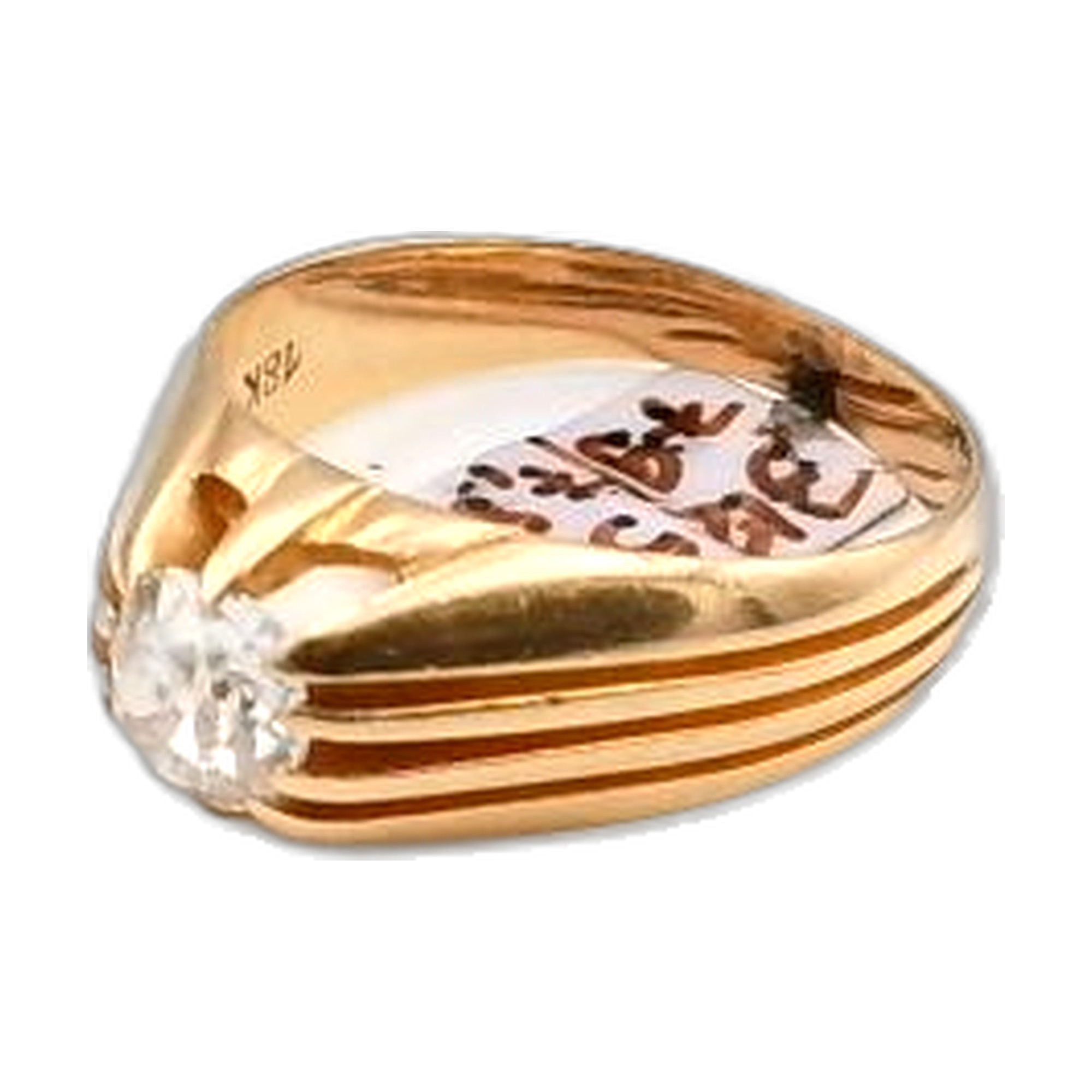 bague or jaune 18K 750/1000 diamant jonc anglais — vue 2