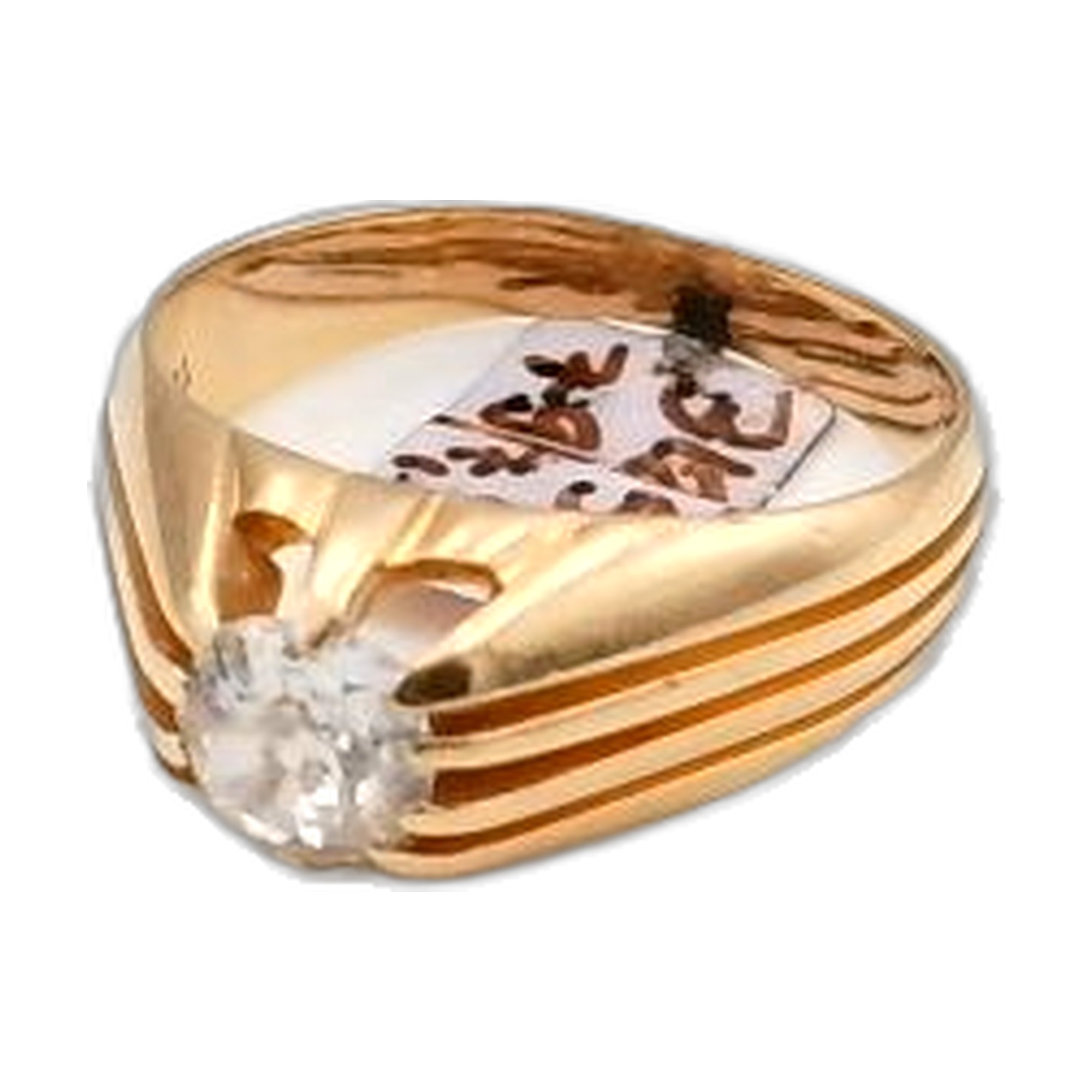 bague or jaune 18K 750/1000 diamant jonc anglais — vue 6