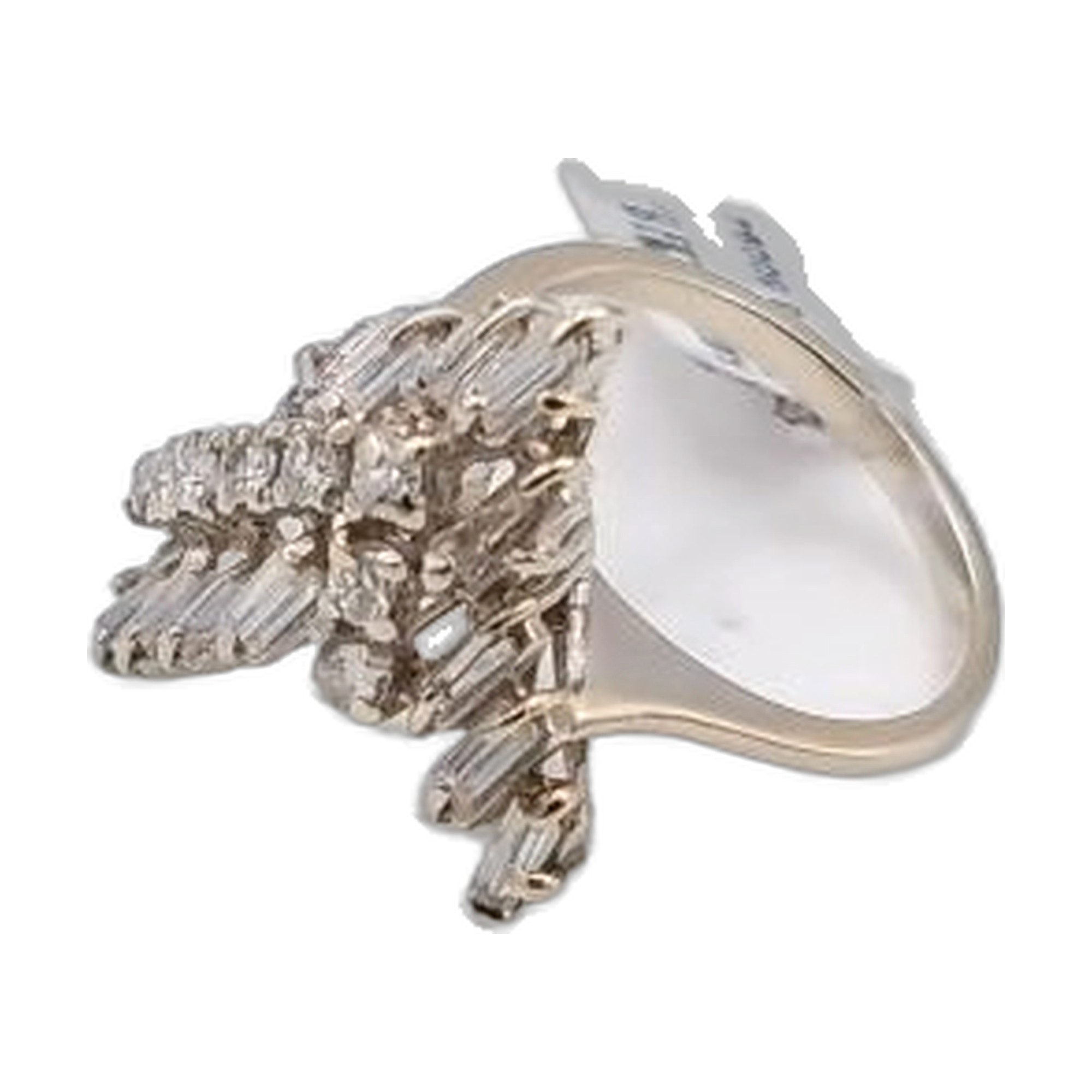 bague or blanc 18k 750/1000 diamant brillant et reglette — vue 5