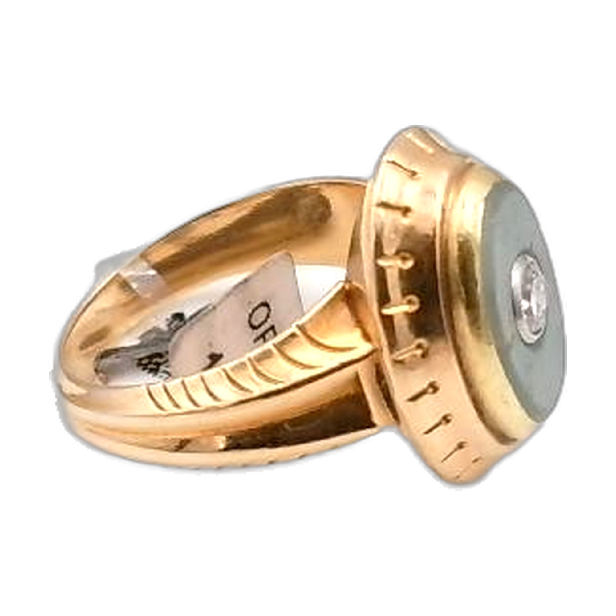 bague marquise jade et diamant — vue 10