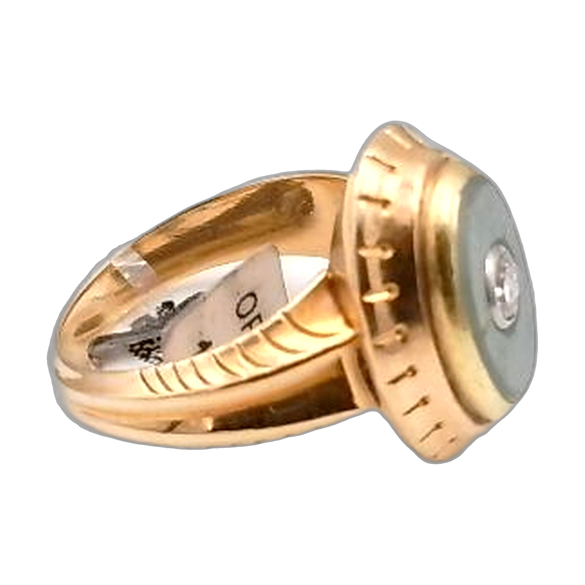 bague marquise jade et diamant — vue 2