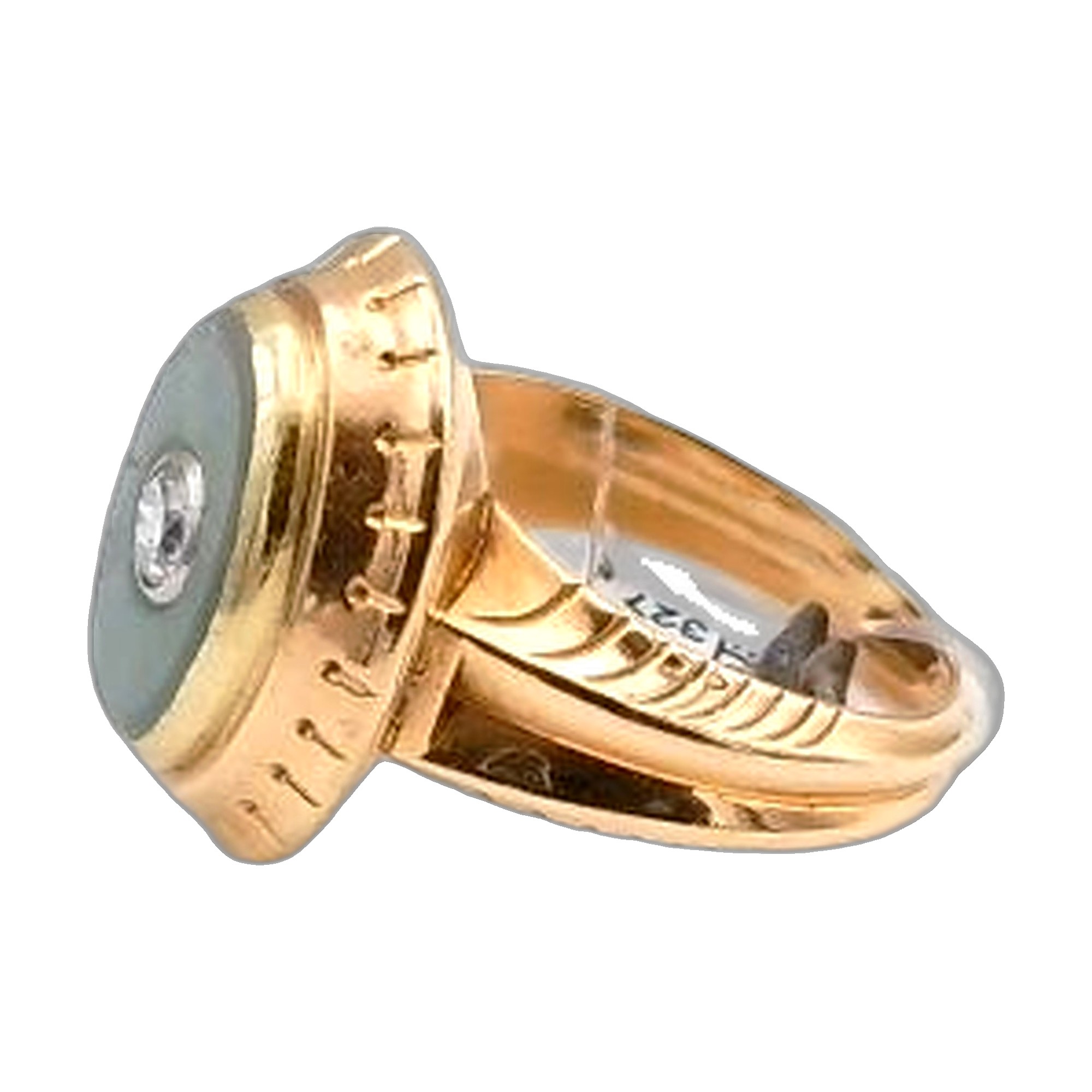bague marquise jade et diamant — vue 4