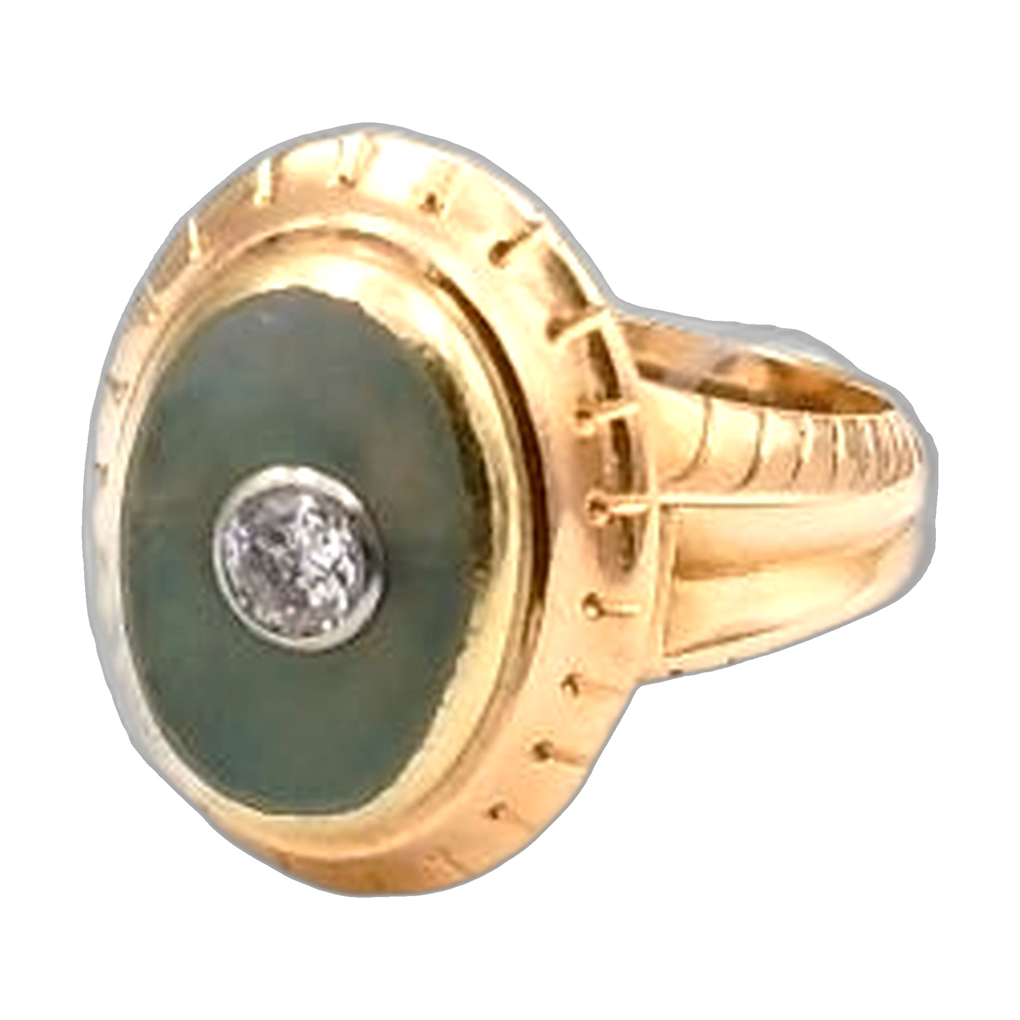 bague marquise jade et diamant — vue 5