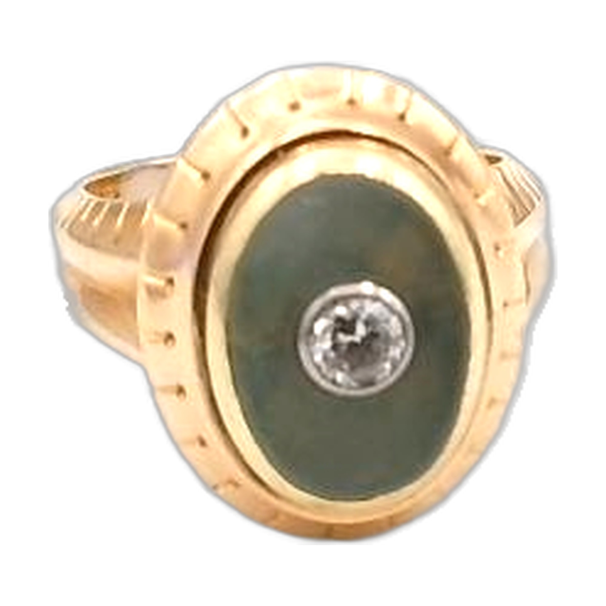 bague marquise jade et diamant — vue 7