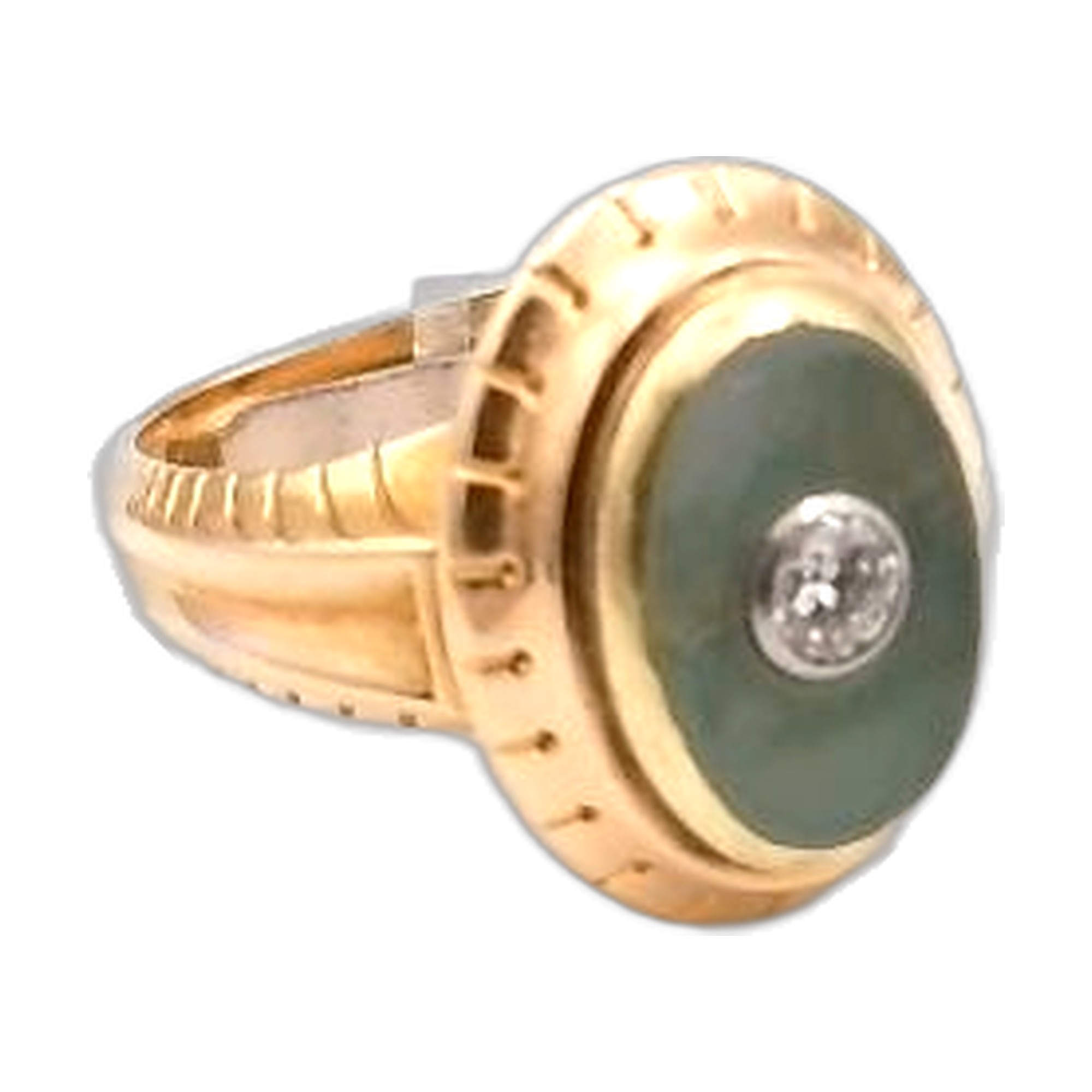 bague marquise jade et diamant — vue 8