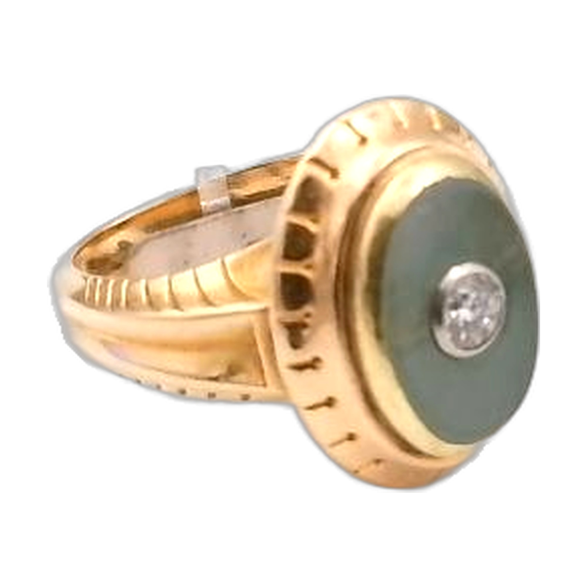 bague marquise jade et diamant — vue 9
