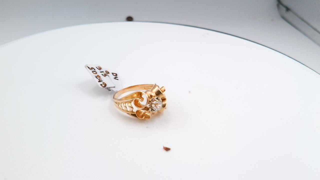 bague style art deco type 1930 diamant taille ancienne — vue 2