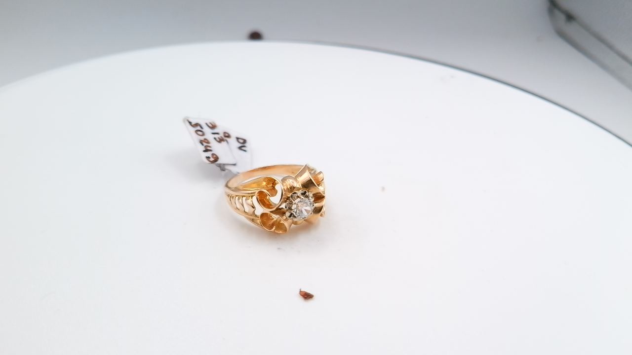 bague style art deco type 1930 diamant taille ancienne — vue 5