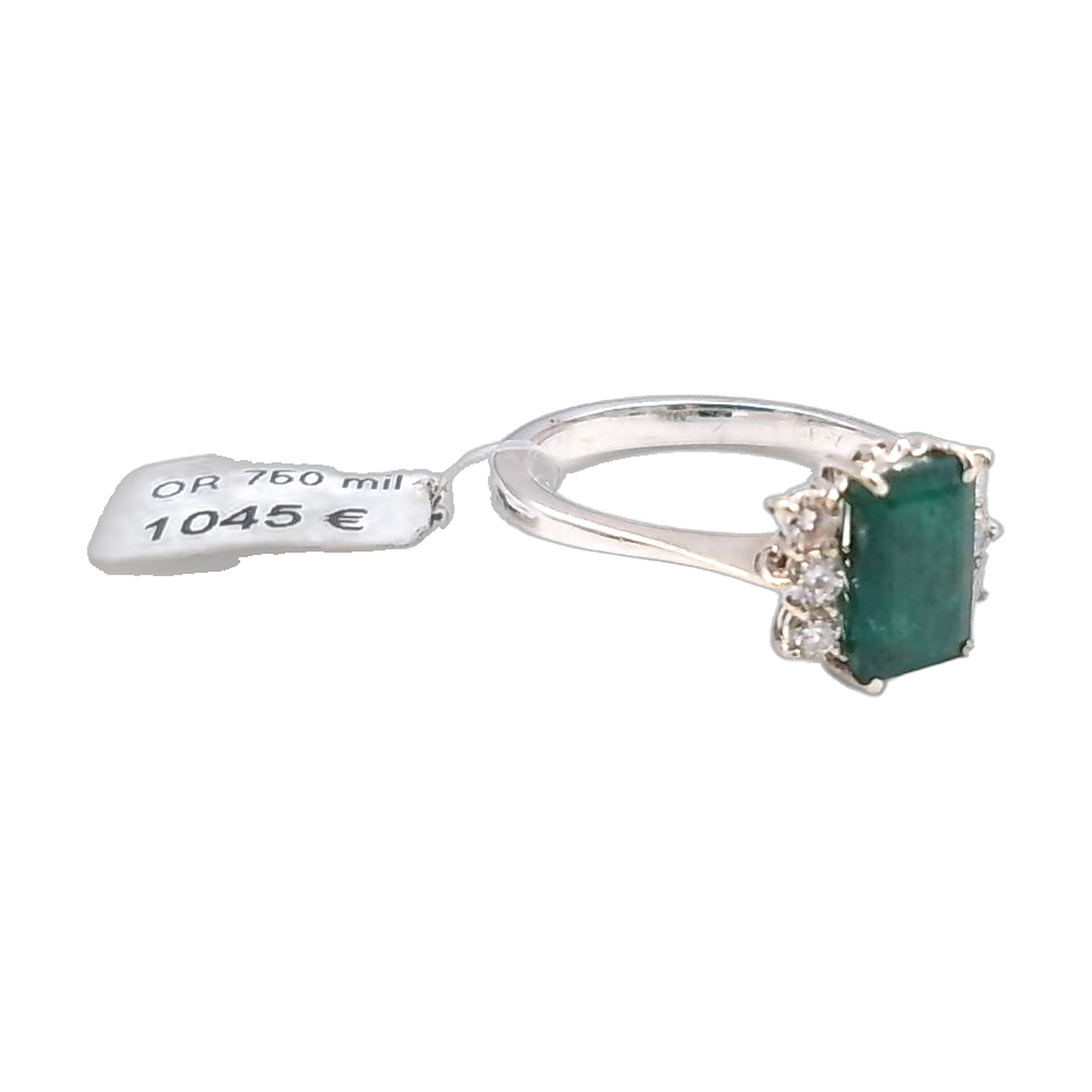 bague or blanc  diamant et emeraude — vue 2