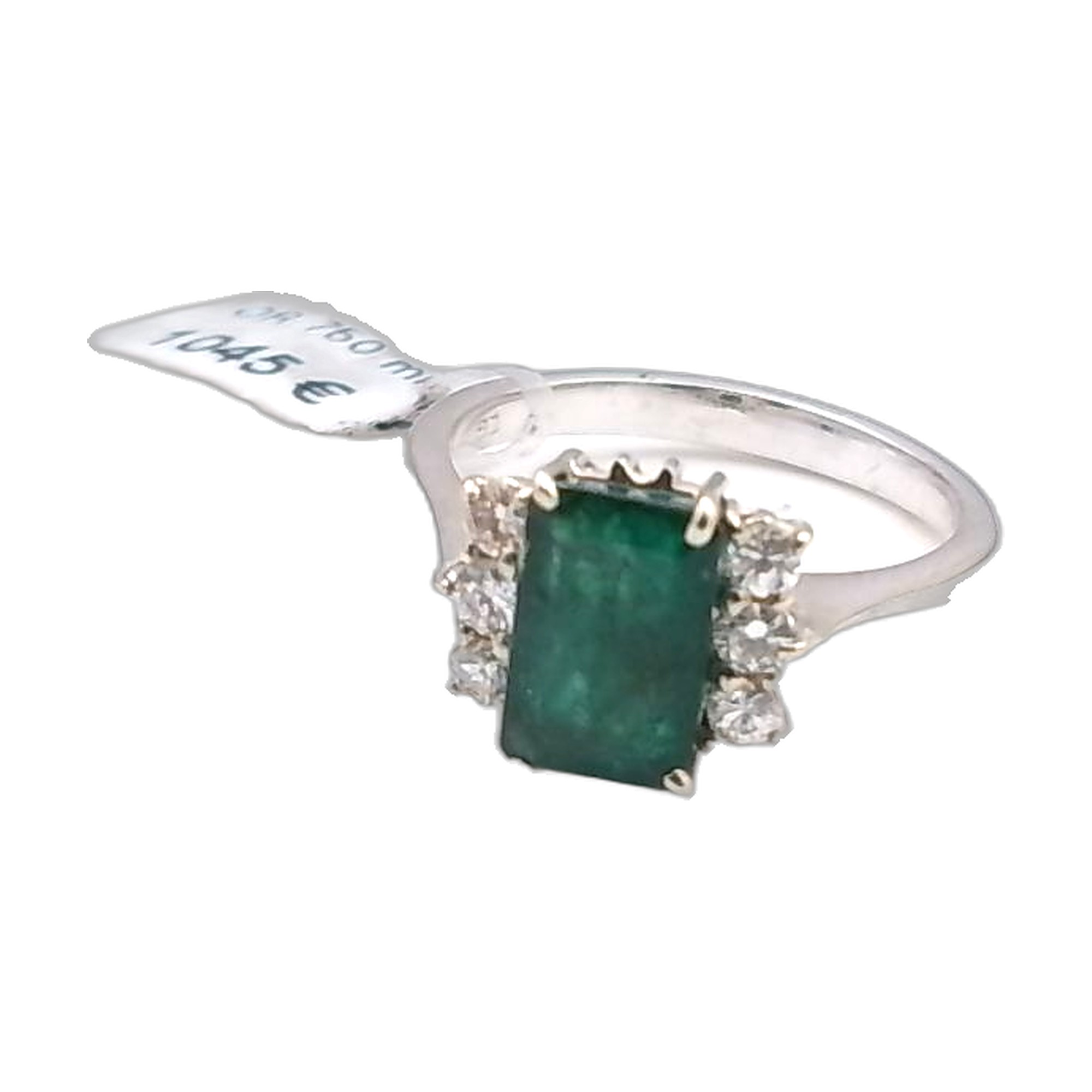 bague or blanc  diamant et emeraude — vue 4