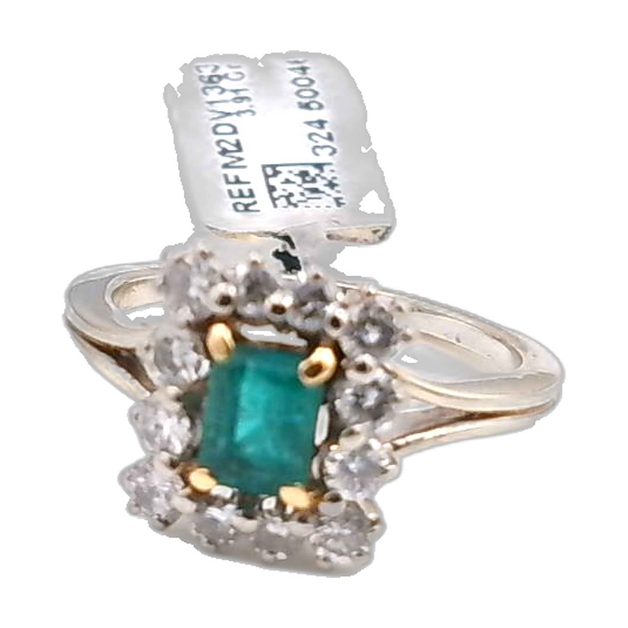 Bague or 18K 750/1000 émeraude et diamant