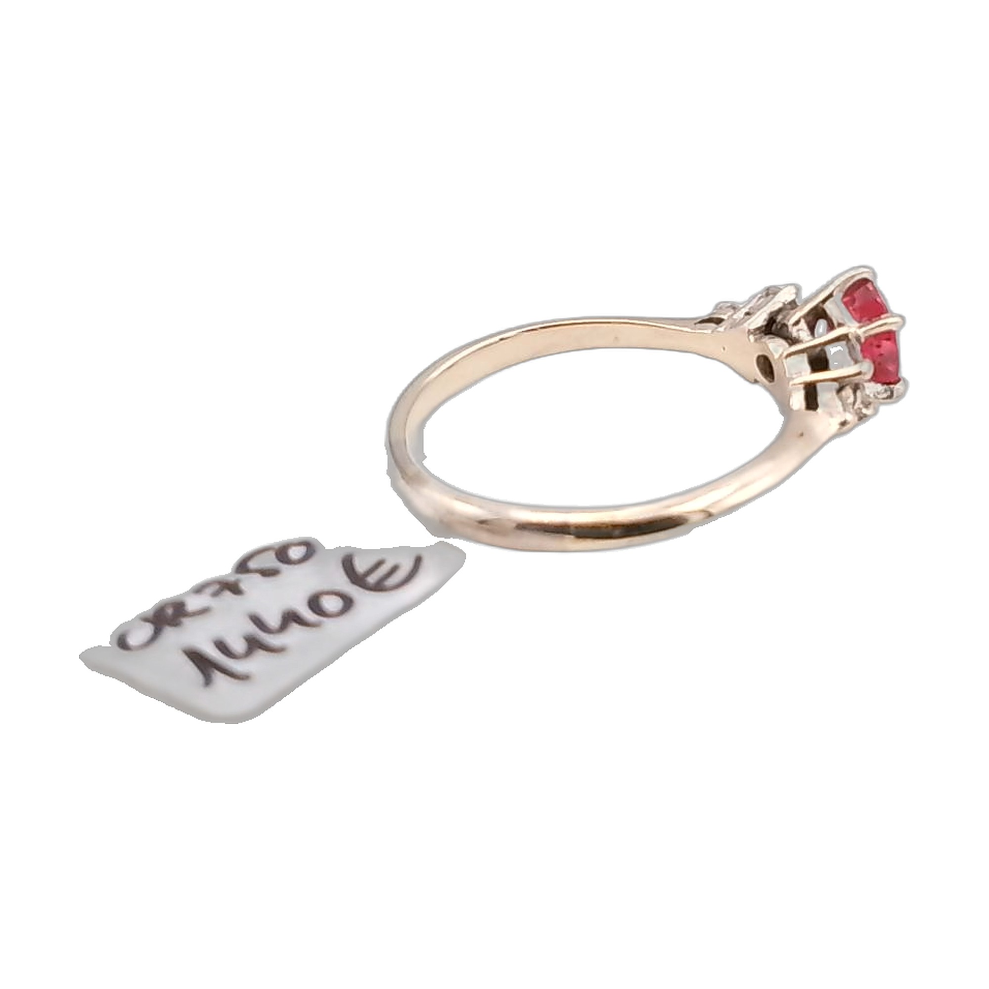 bague rubis or blanc 18k 750/1000 avec diamant — vue 5
