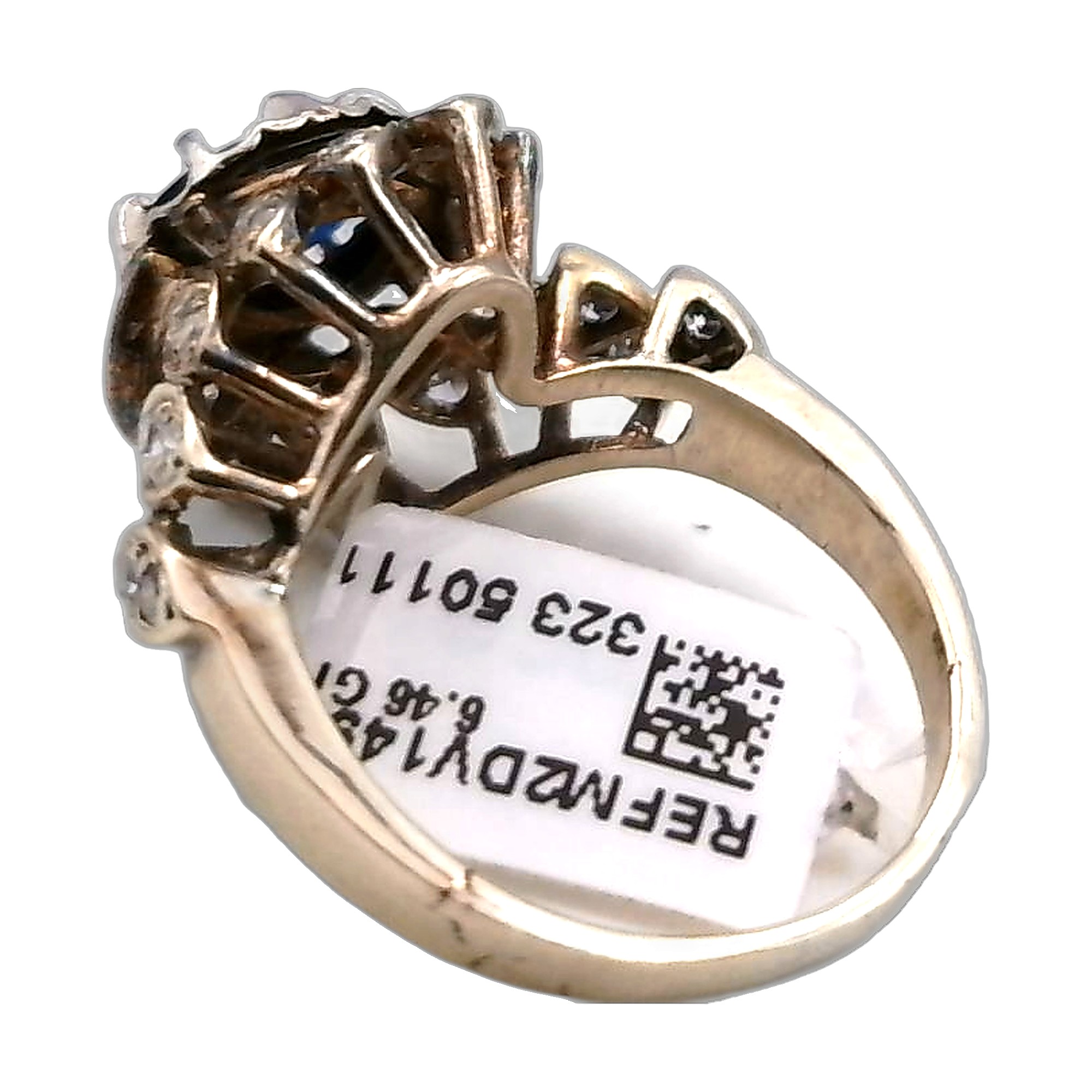 Bague or blanc 18K 750/1000 diamant saphir