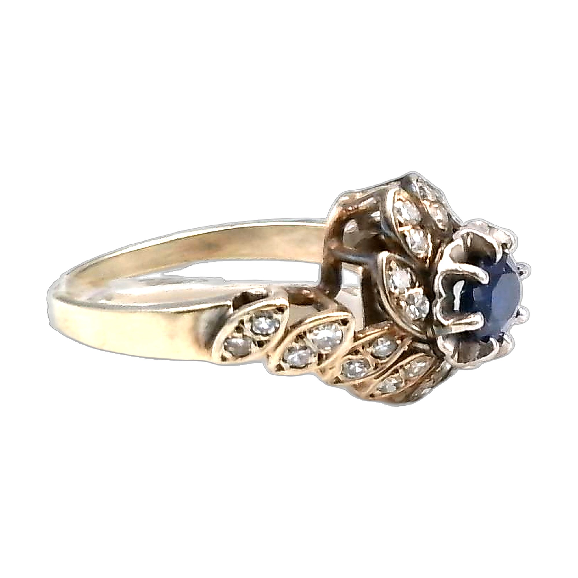 bague or blanc 18K 750/1000 diamant saphir — vue 3