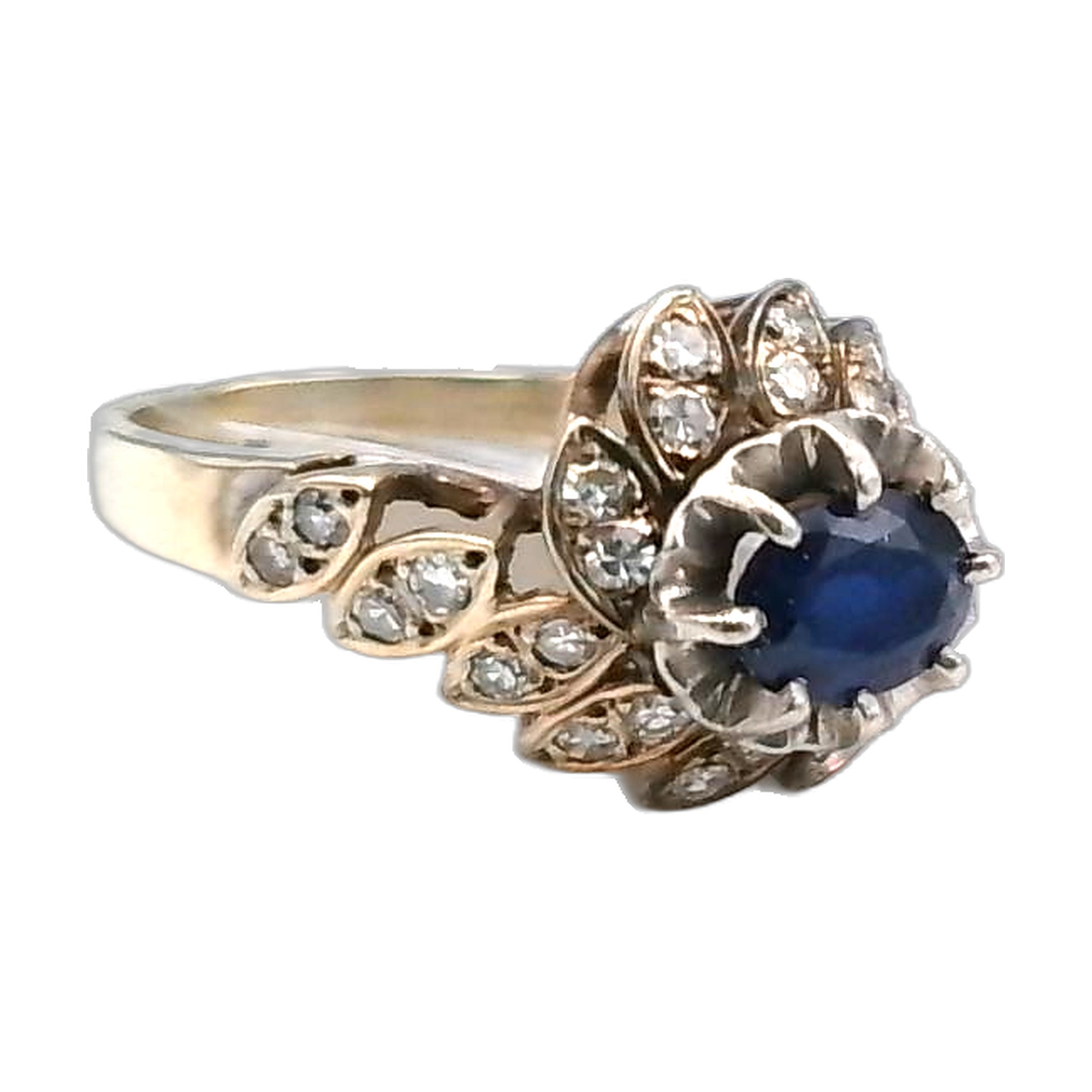 bague or blanc 18K 750/1000 diamant saphir — vue 5
