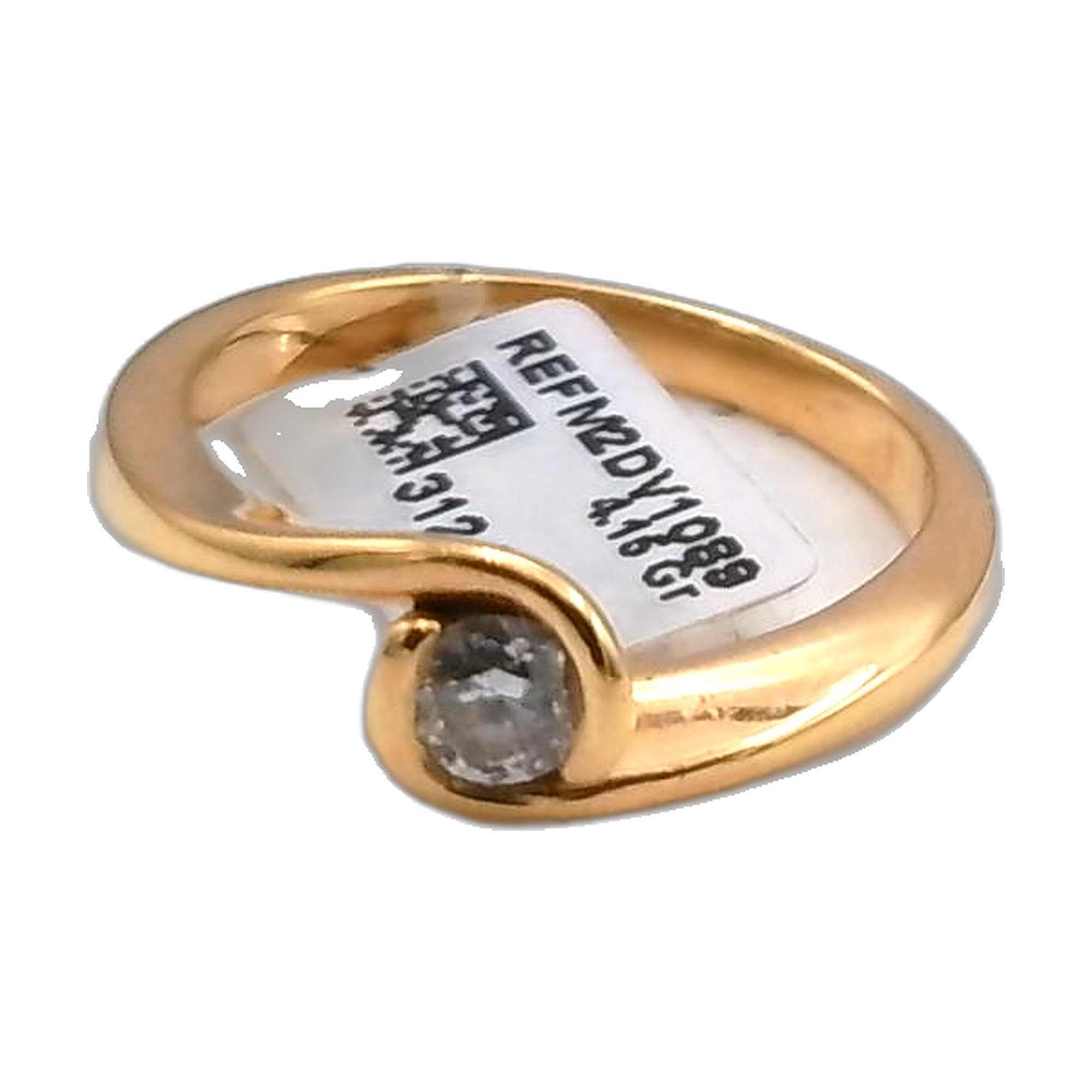 bague or jaune 18K 750/1000 diamant sertis rail — vue 4