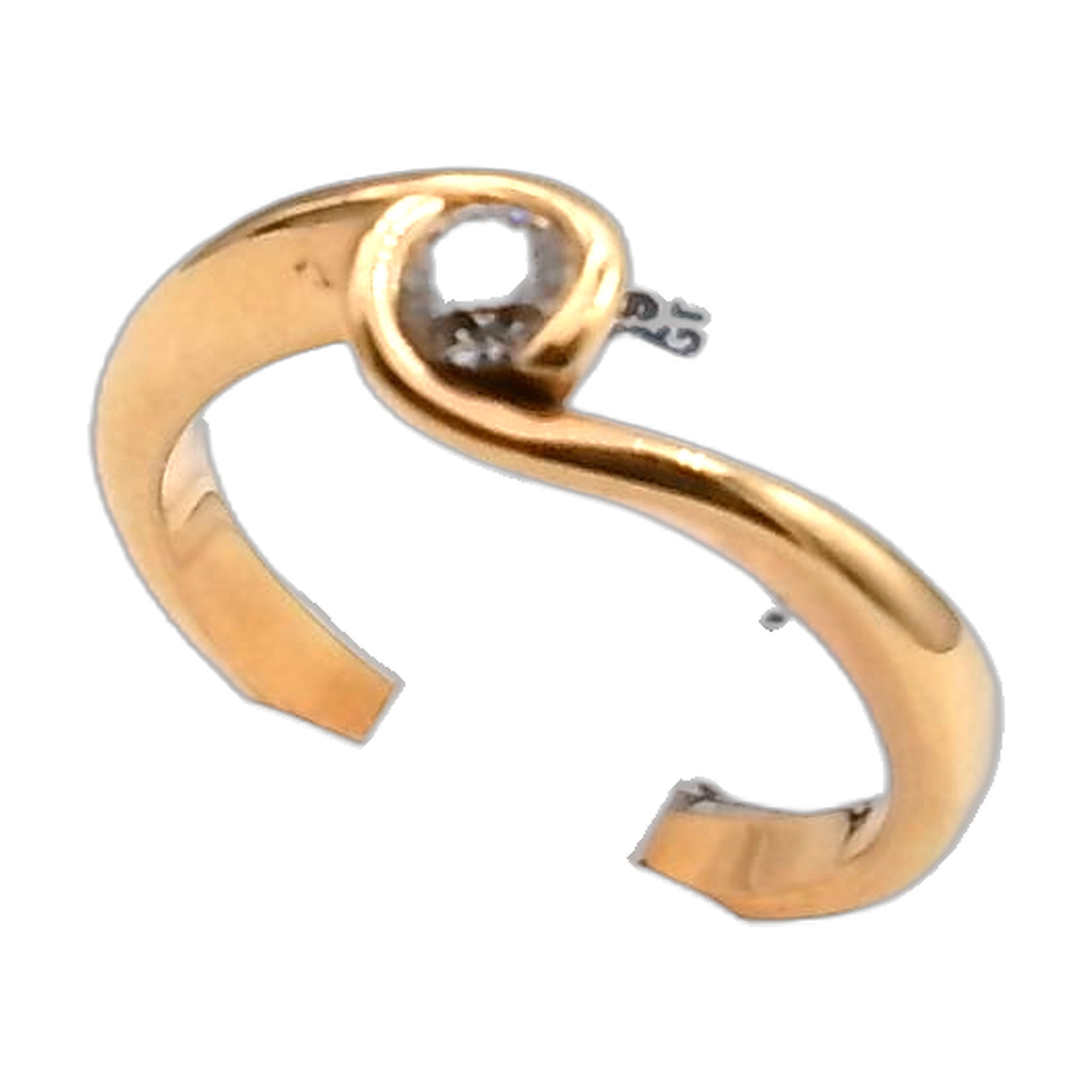 bague or jaune 18K 750/1000 diamant sertis rail — vue 5