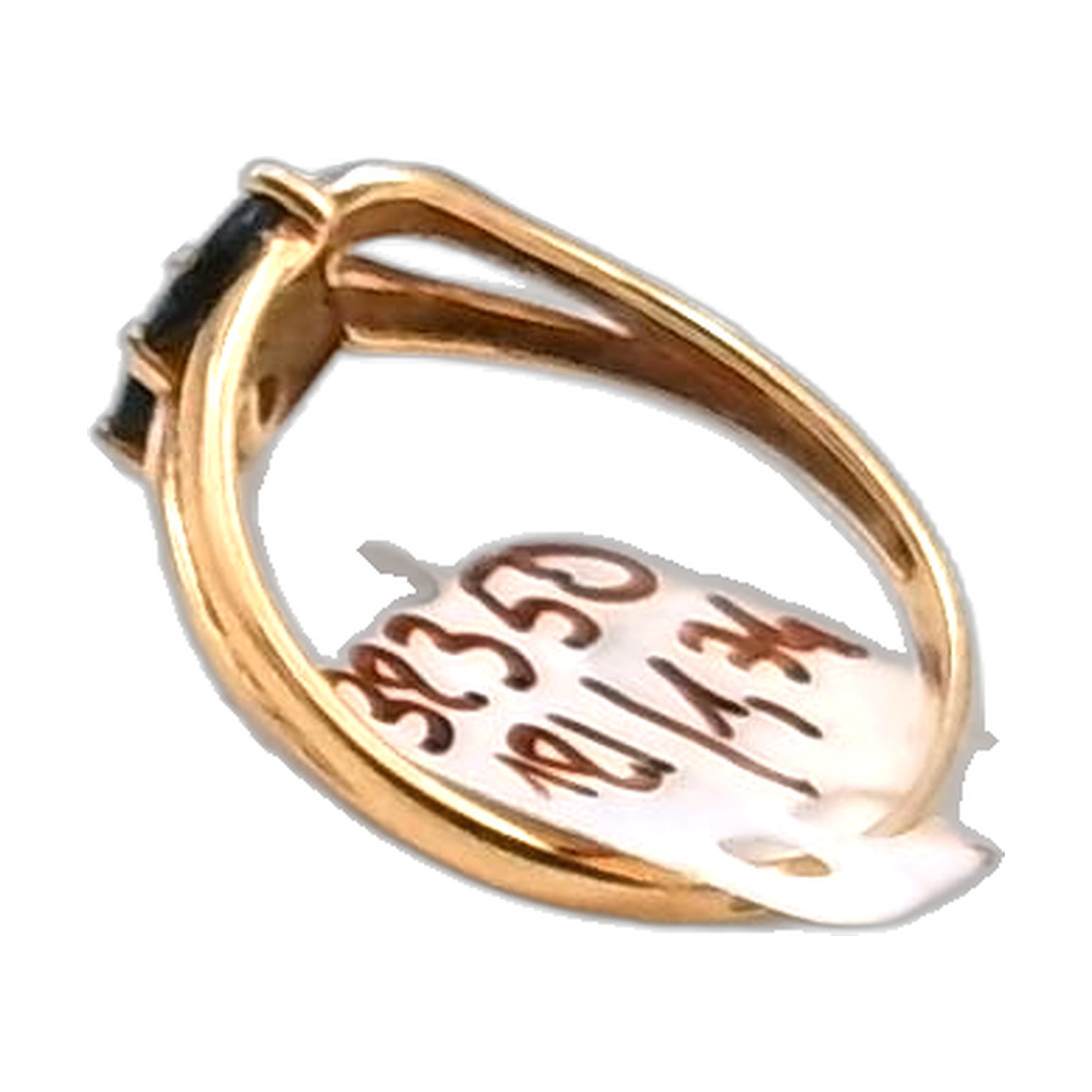 bague or jaune 18K 750/1000 saphie et diamant — vue 2