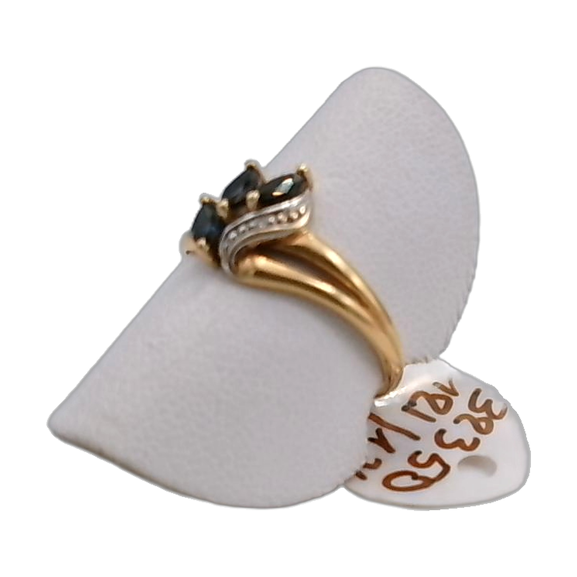 bague or jaune 18K 750/1000 saphie et diamant — vue 4