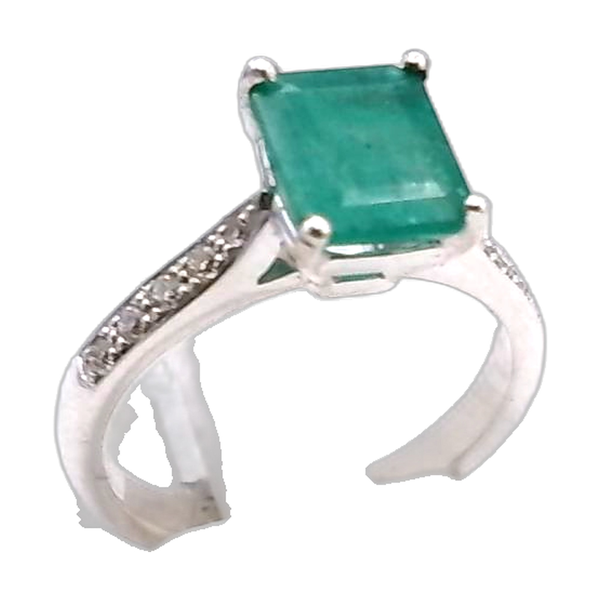 solitaire emmeraude diamant — vue 4
